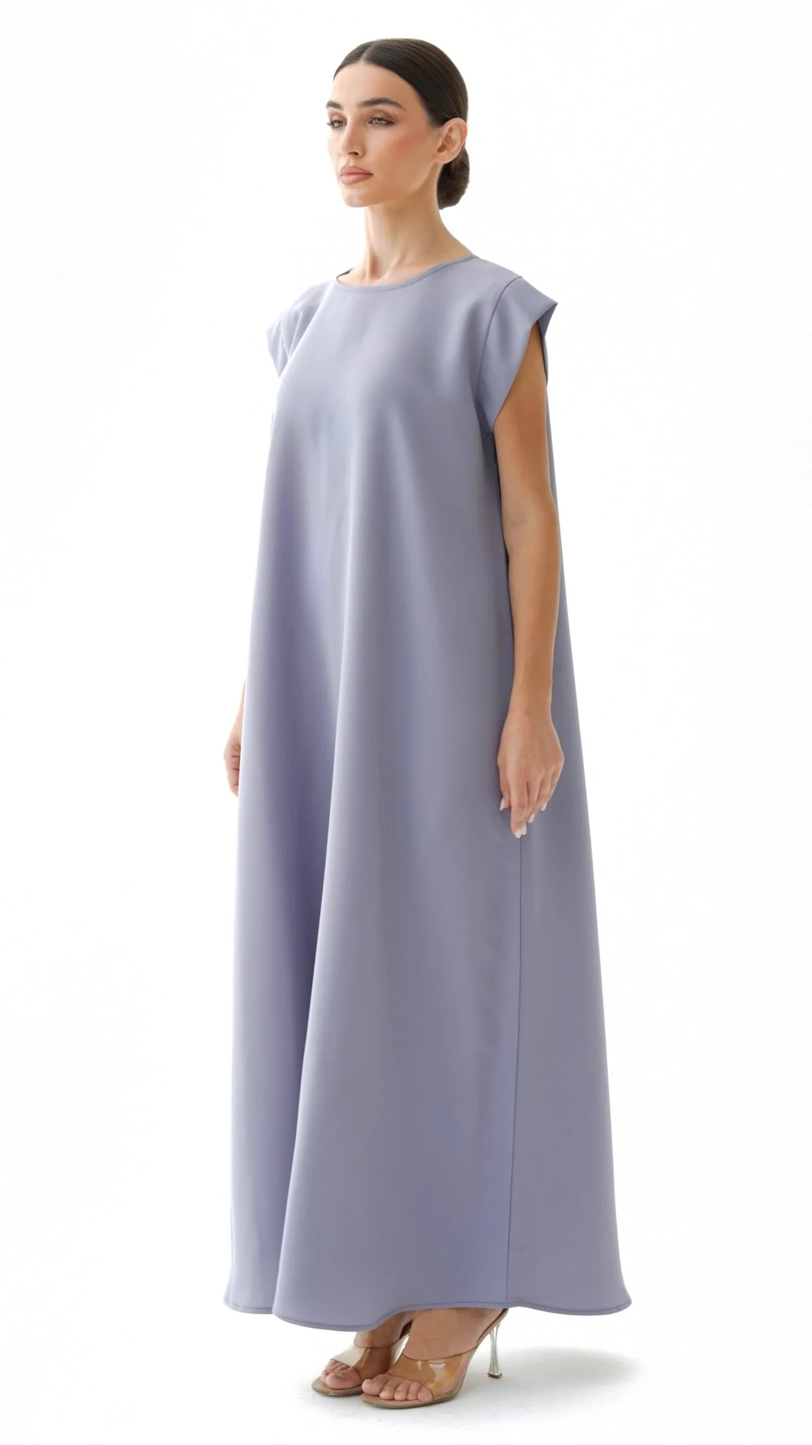 C 005-11 Premium Light Grey Under Abaya Dress - Image 3