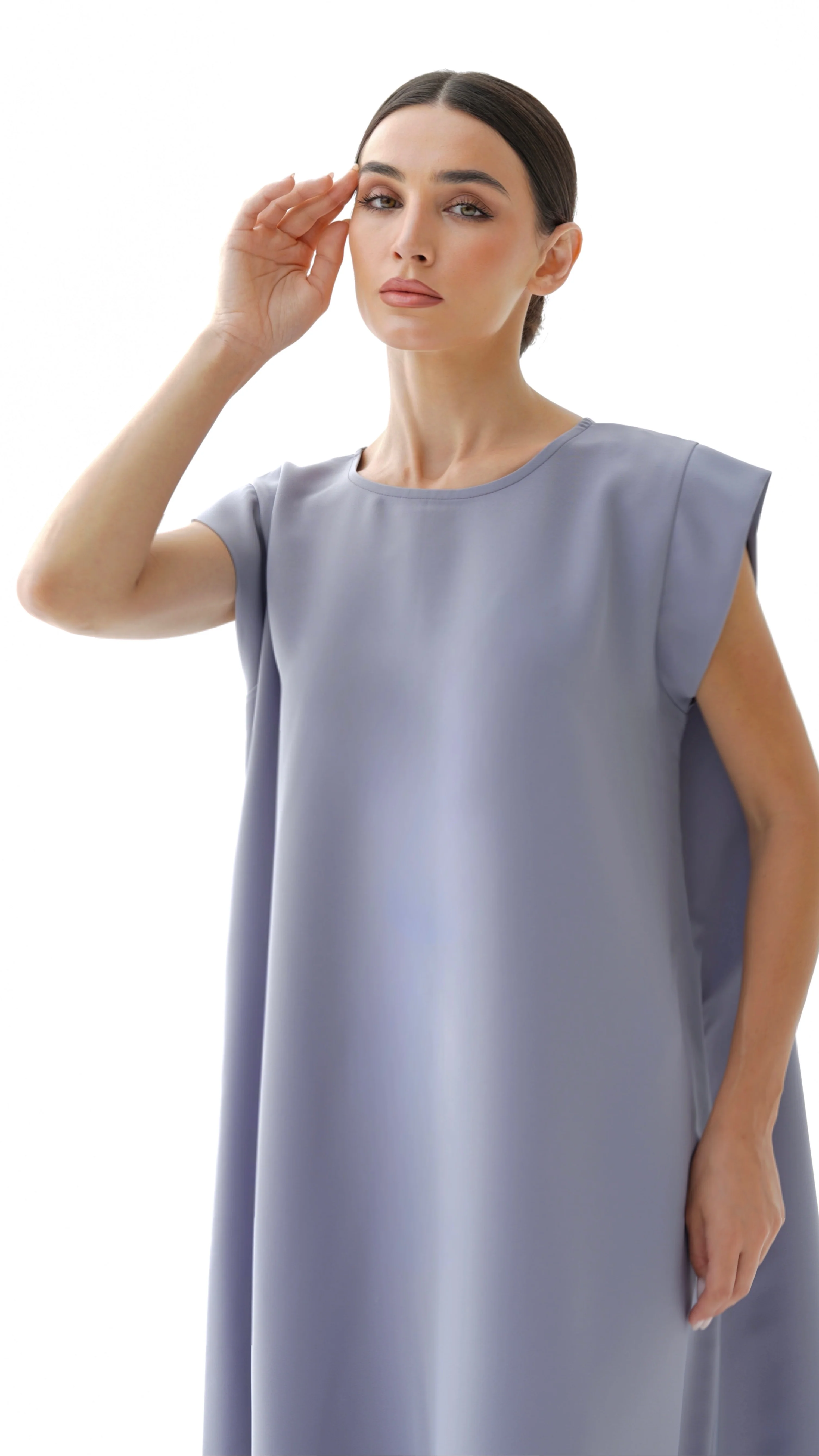 C 005-11 Premium Light Grey Under Abaya Dress - Image 5