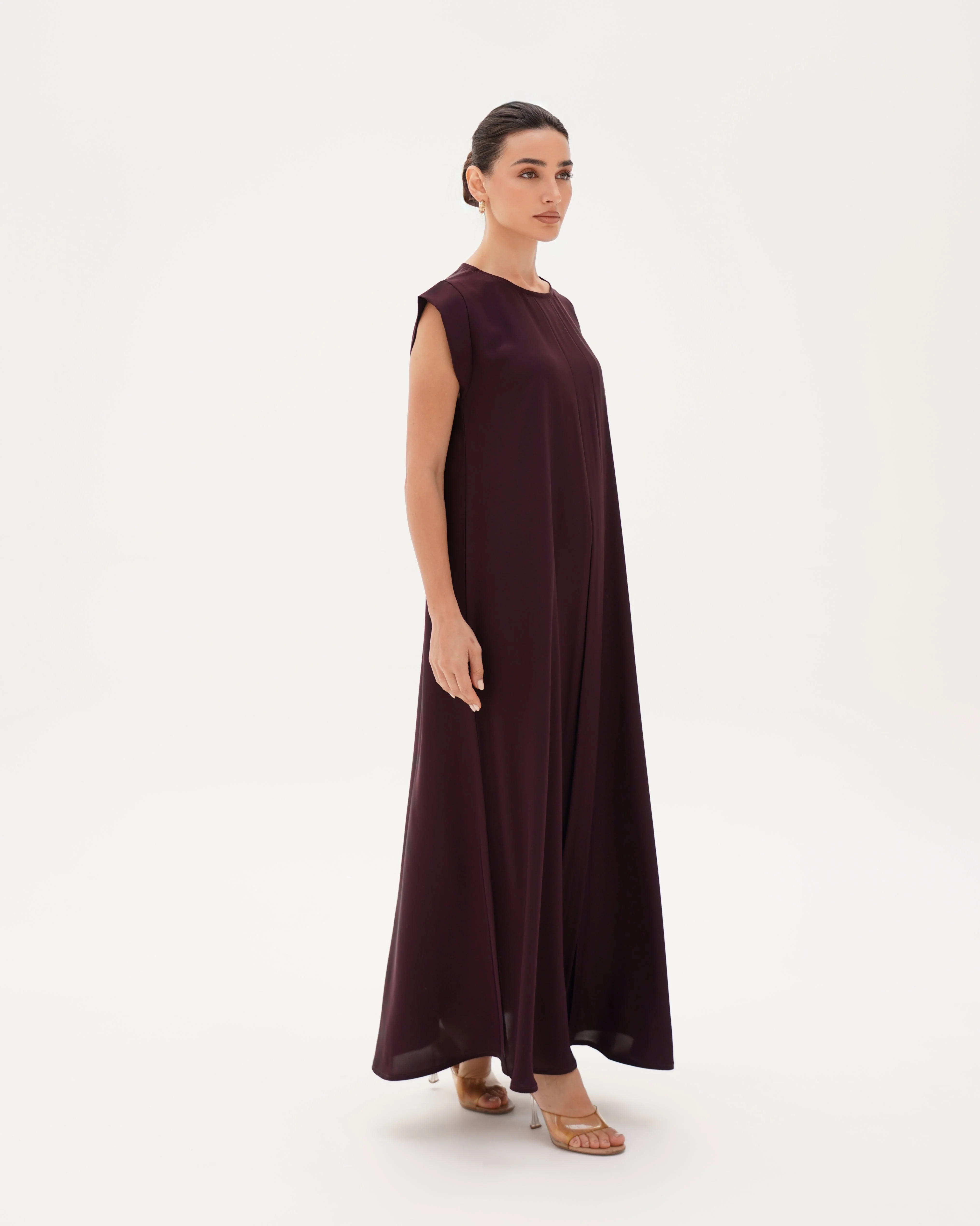 C 006-13 Premium Mulberry Pleated Under Abaya Dress - Image 3
