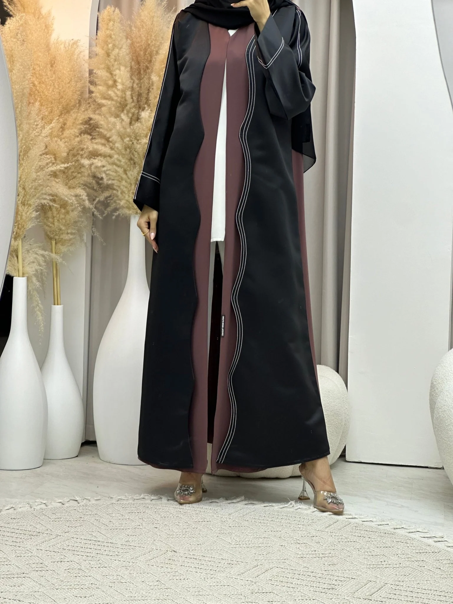 C 0067-02 Black Purple Abaya - Image 5