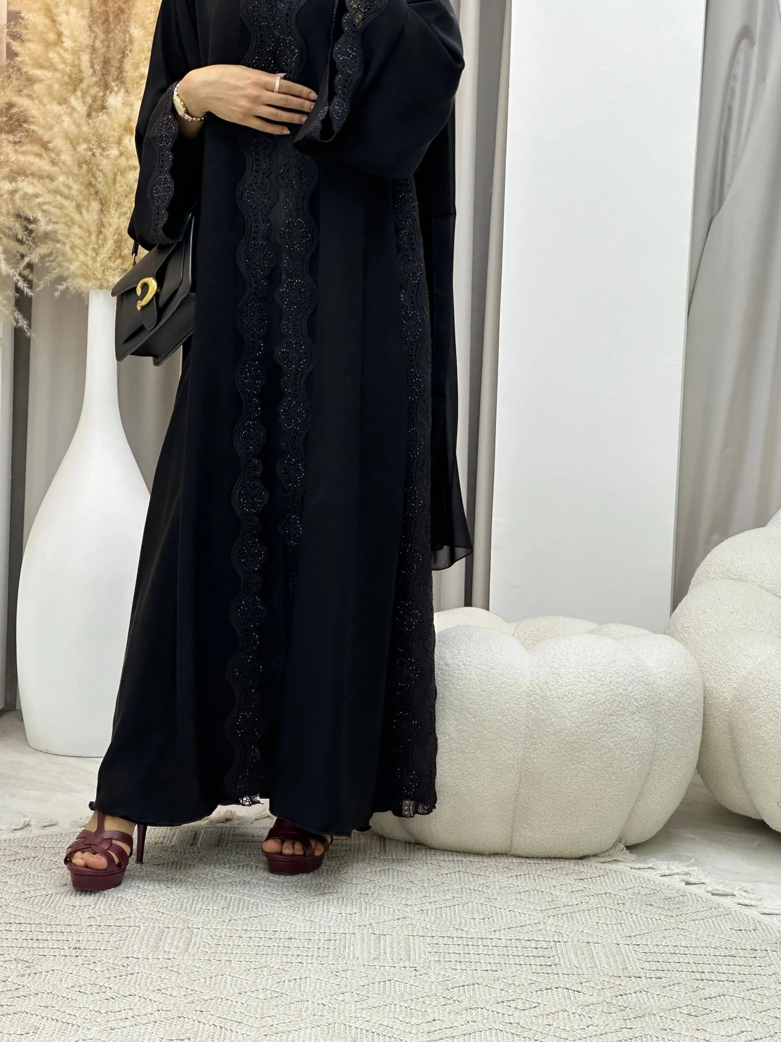 C 0094 Black Lace Abaya - Image 10