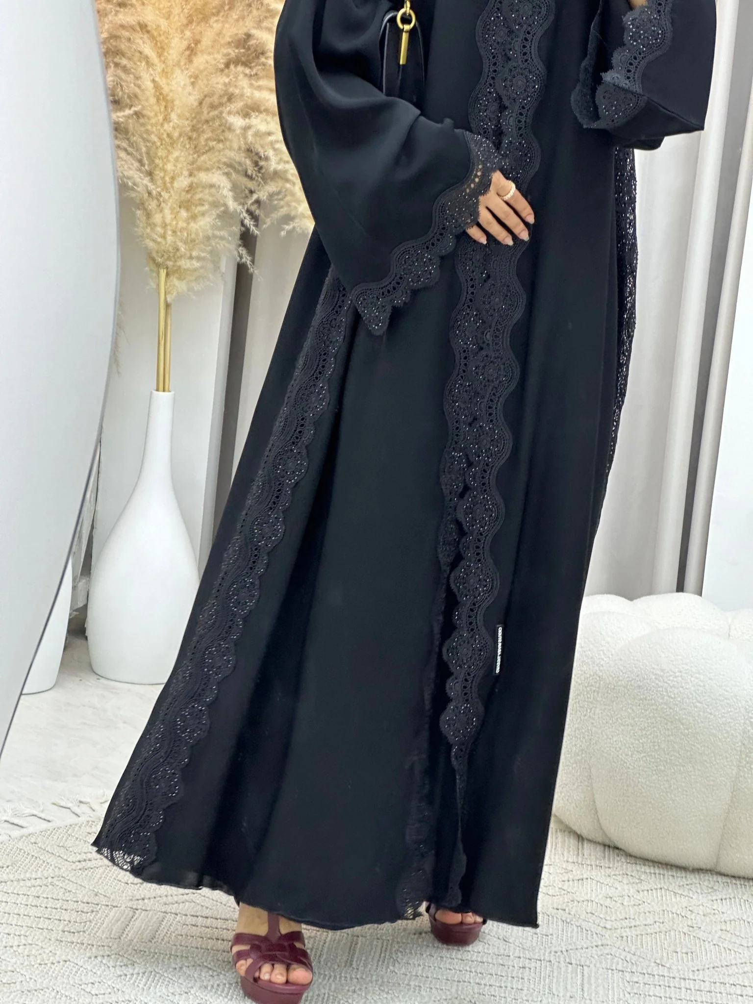 C 0094 Black Lace Abaya - Image 13