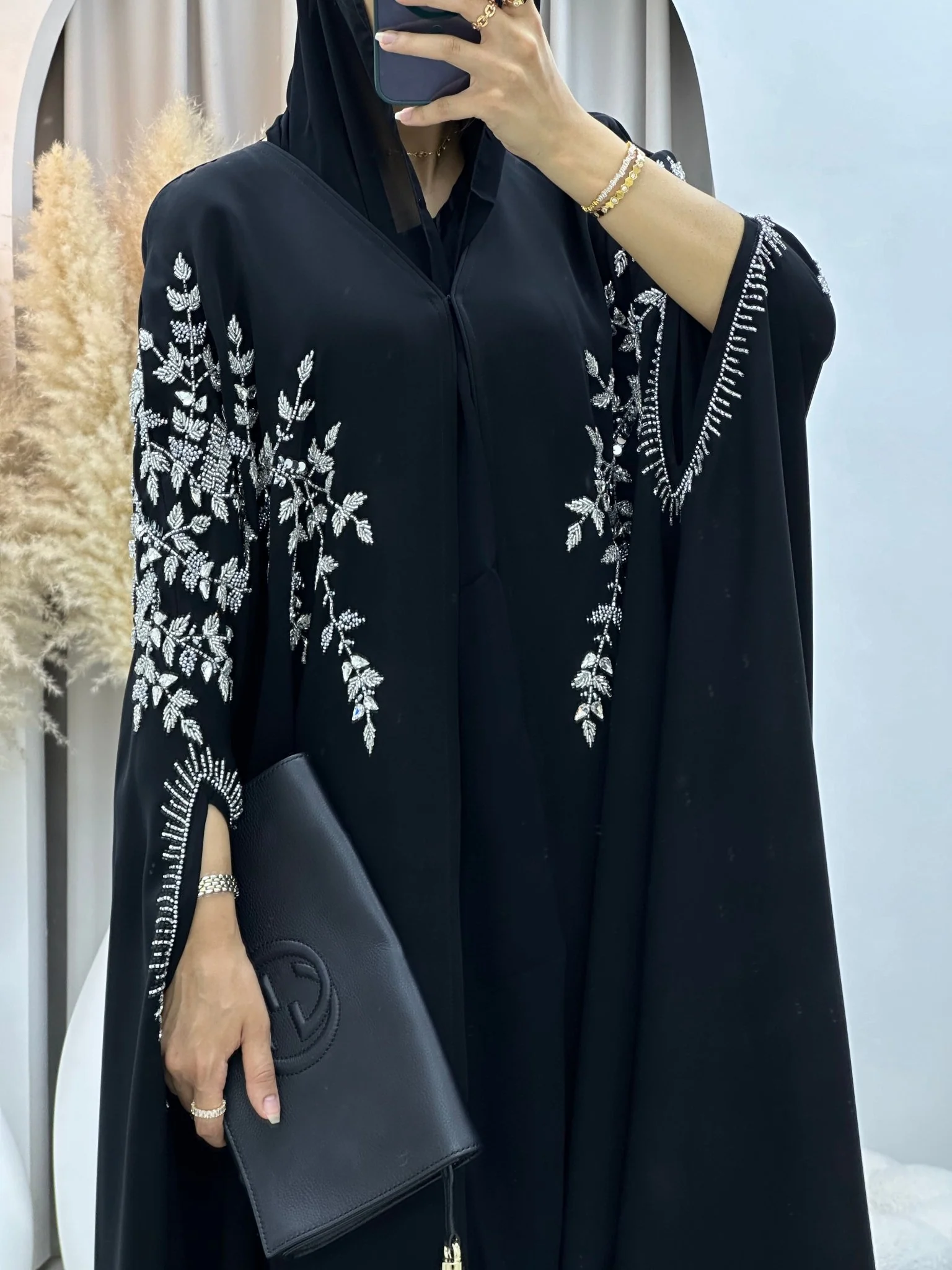 C 0097 Black Wedding Abaya - Image 2
