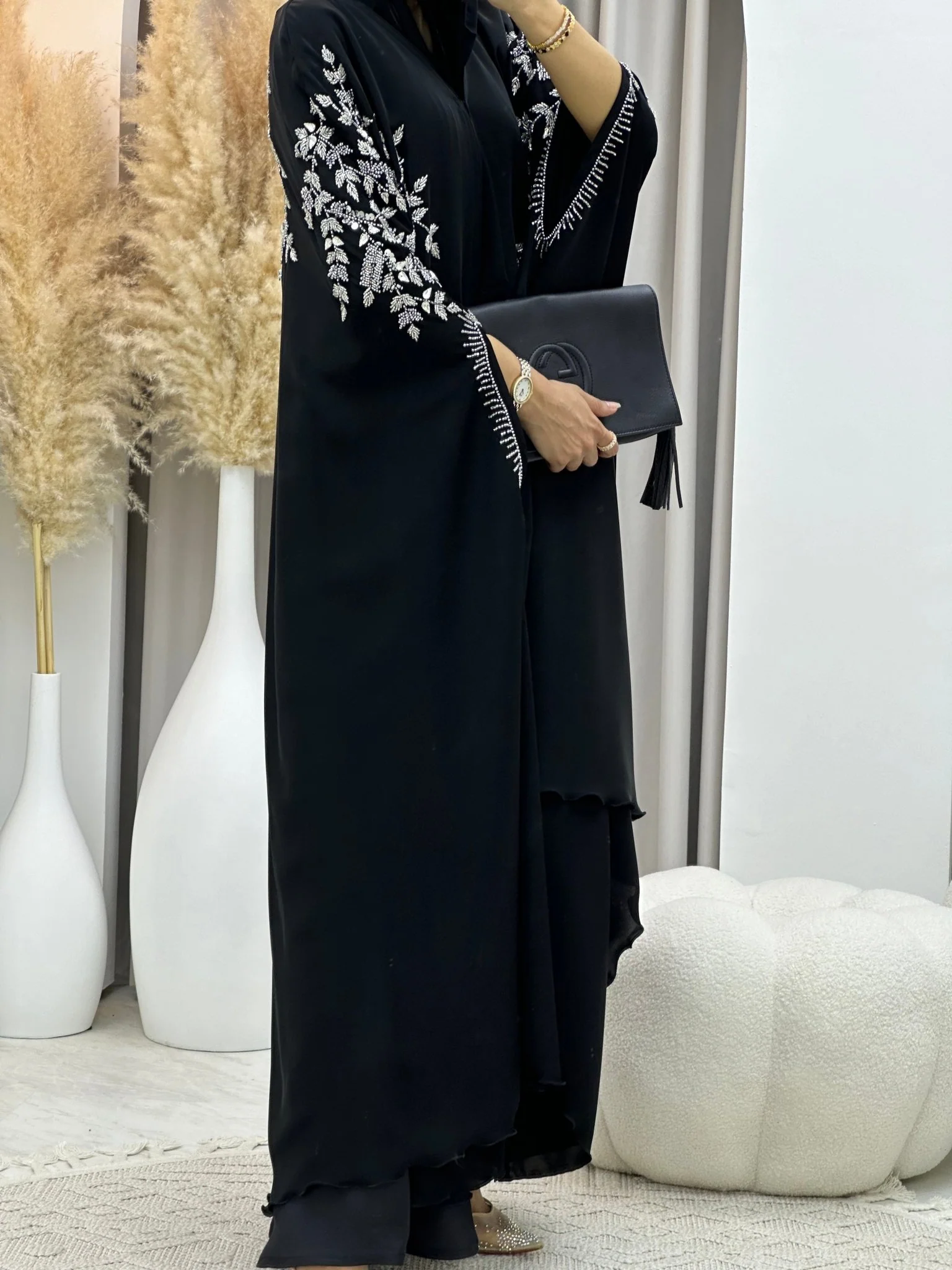 C 0097 Black Wedding Abaya - Image 6