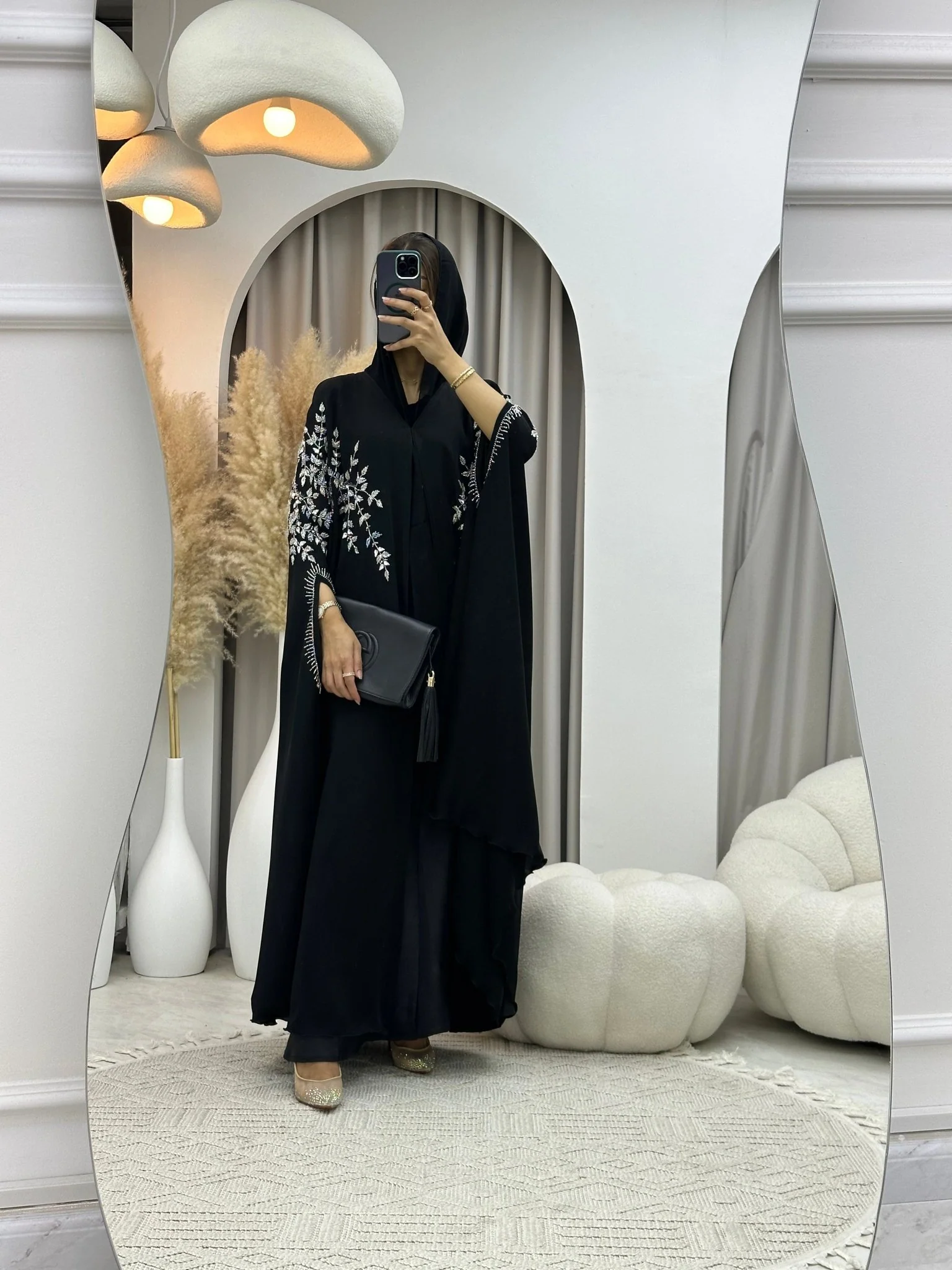 C 0097 Black Wedding Abaya - Image 8