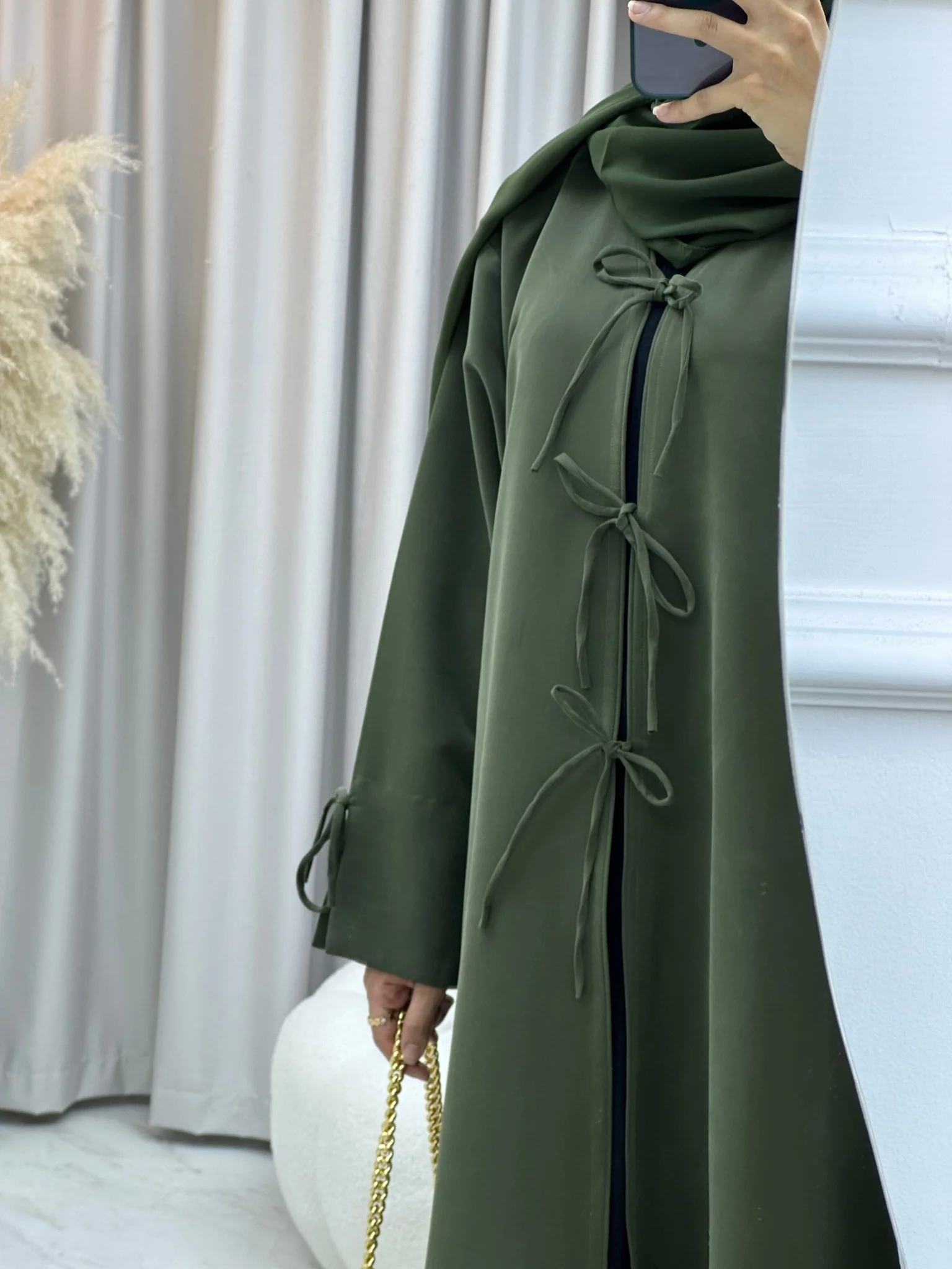 C 0117-02 Olive Bow Abaya - Image 9