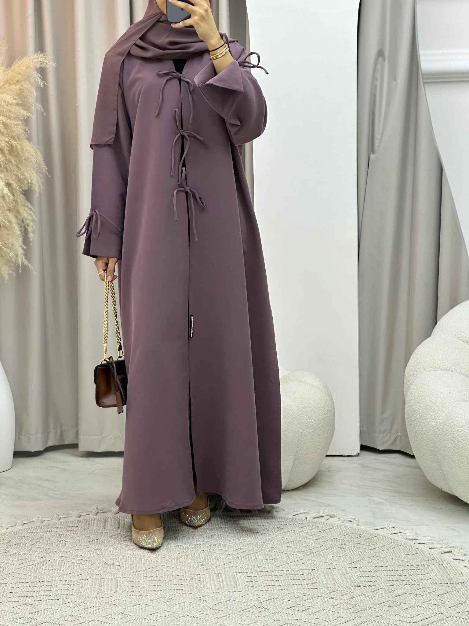 C 0117-03 Purple Bow Abaya - Image 7