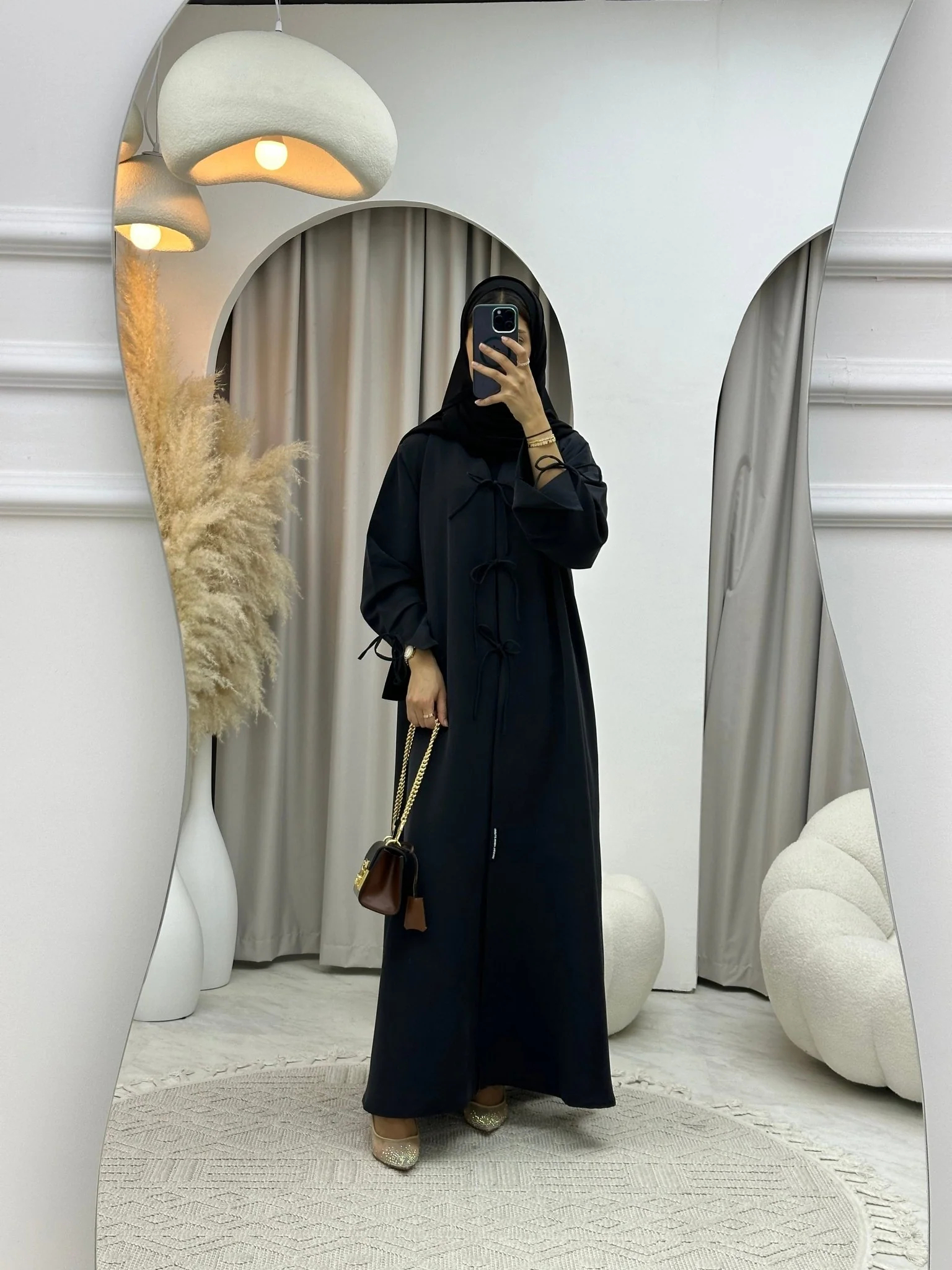C 0117-04 Black Bow Abaya - Image 5