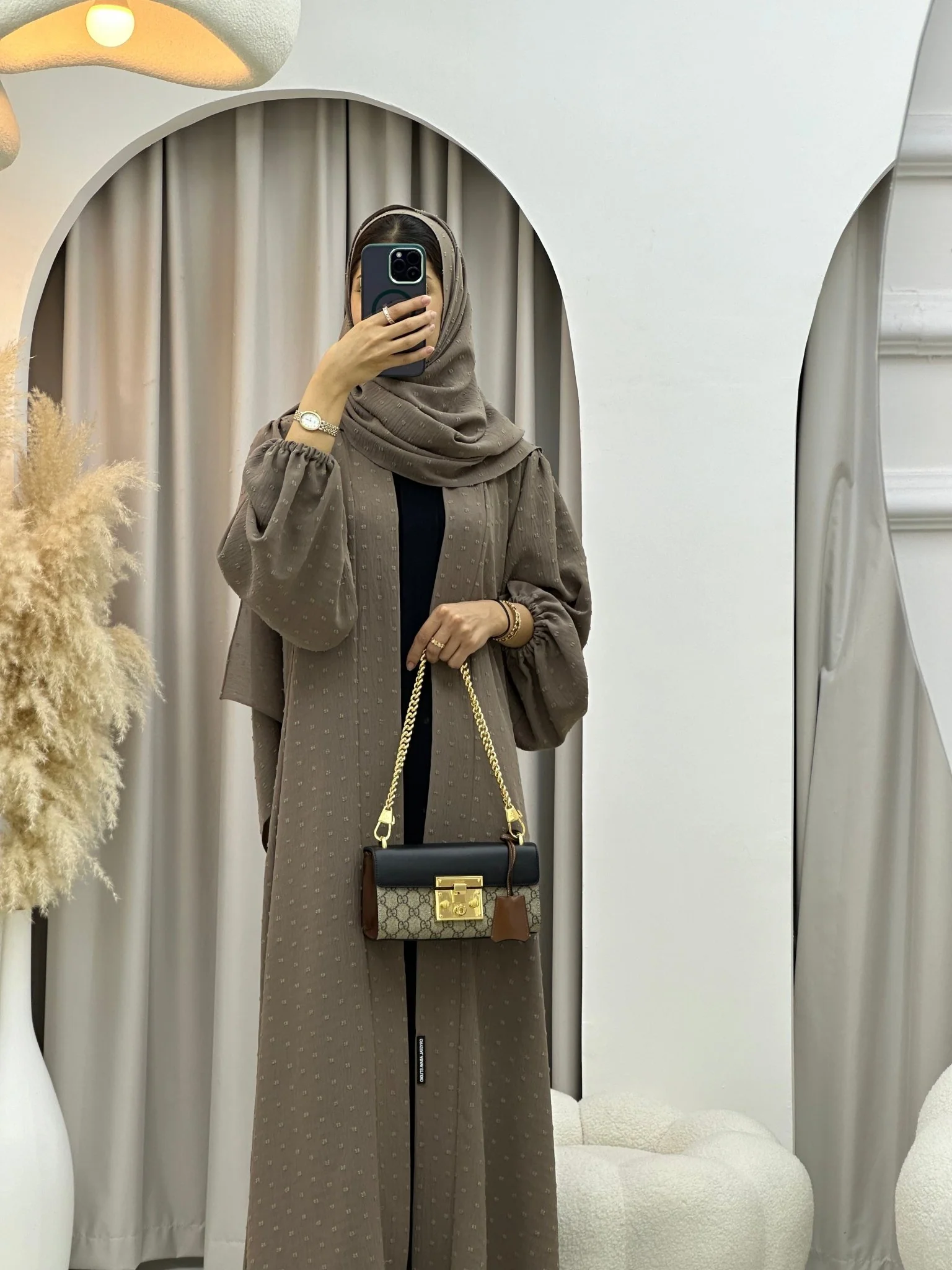 C 0134-01 Tan Dots Abaya - Image 5