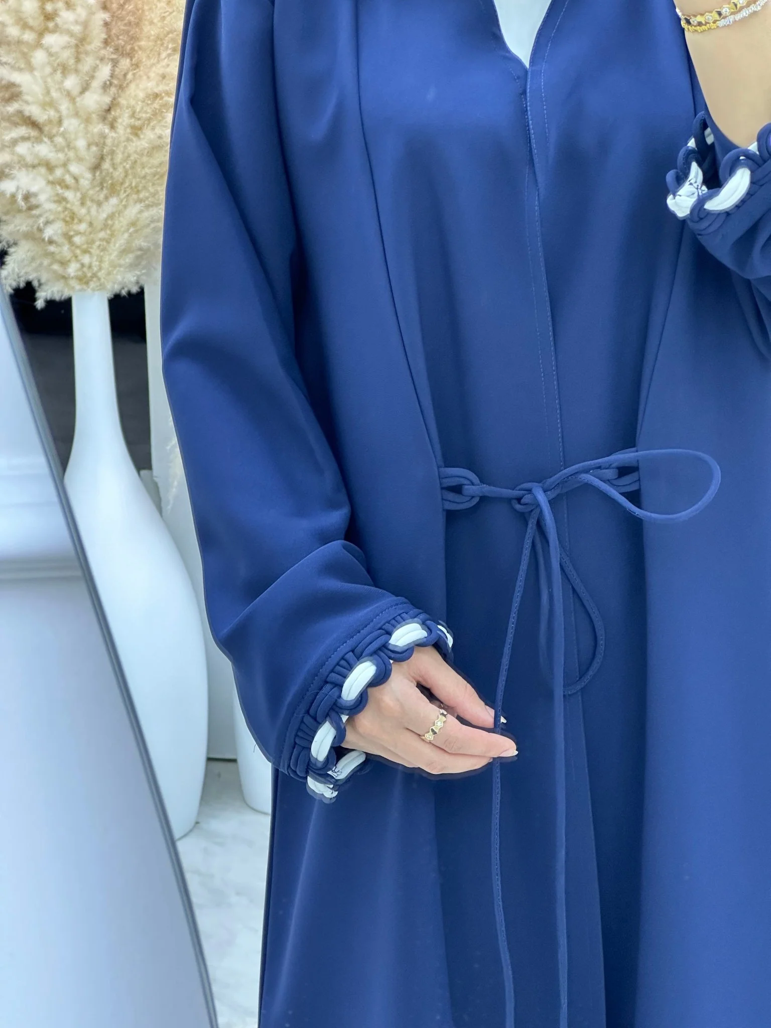 C 0136 Blue Tie Knot Abaya - Image 2