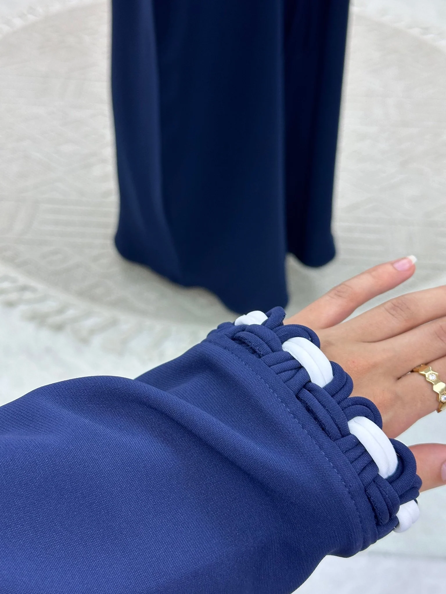 C 0136 Blue Tie Knot Abaya - Image 6