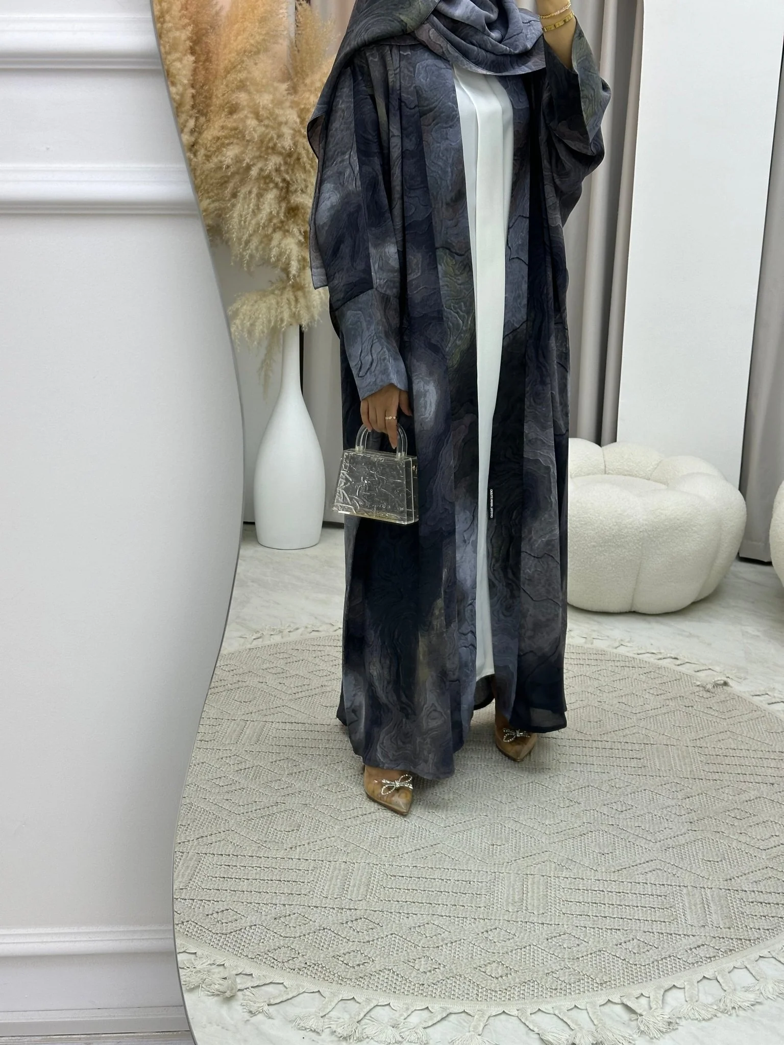 C 0152-04 Dark Grey Marble Abaya - Image 7