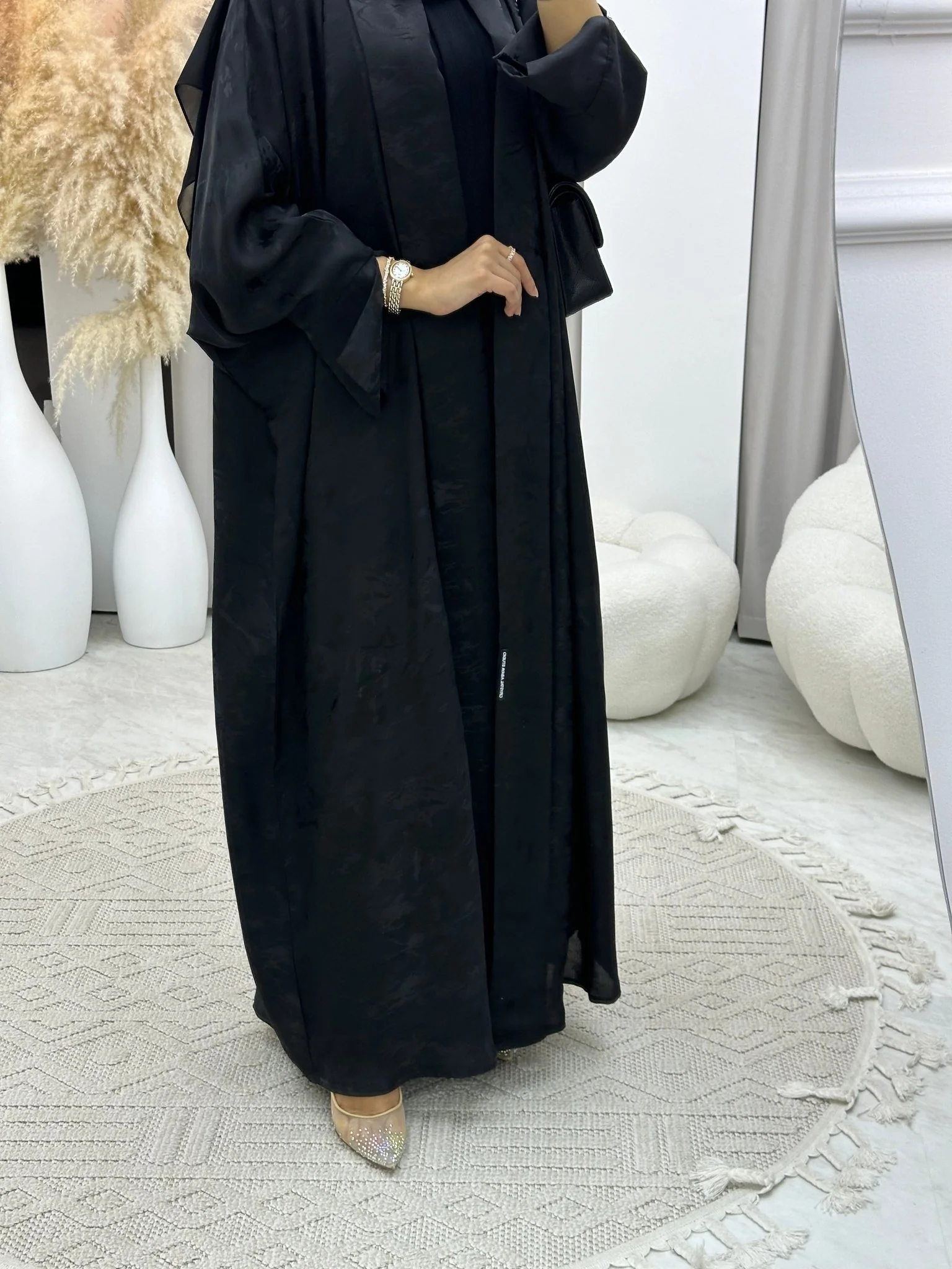 C 0158-01 Black Camo Bisht Abaya - Image 4