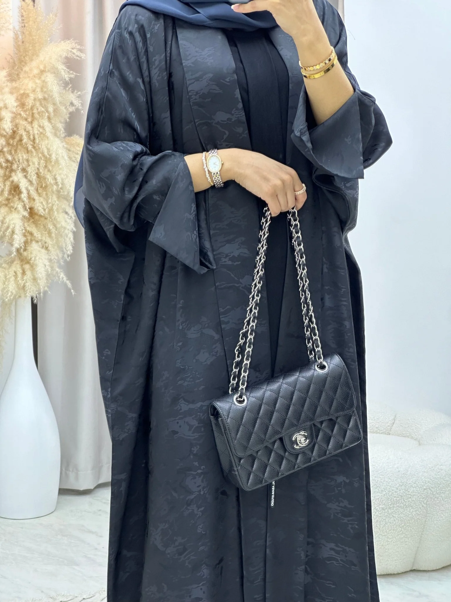 C 0158-03 Light Blue Camo Bisht Abaya - Image 3