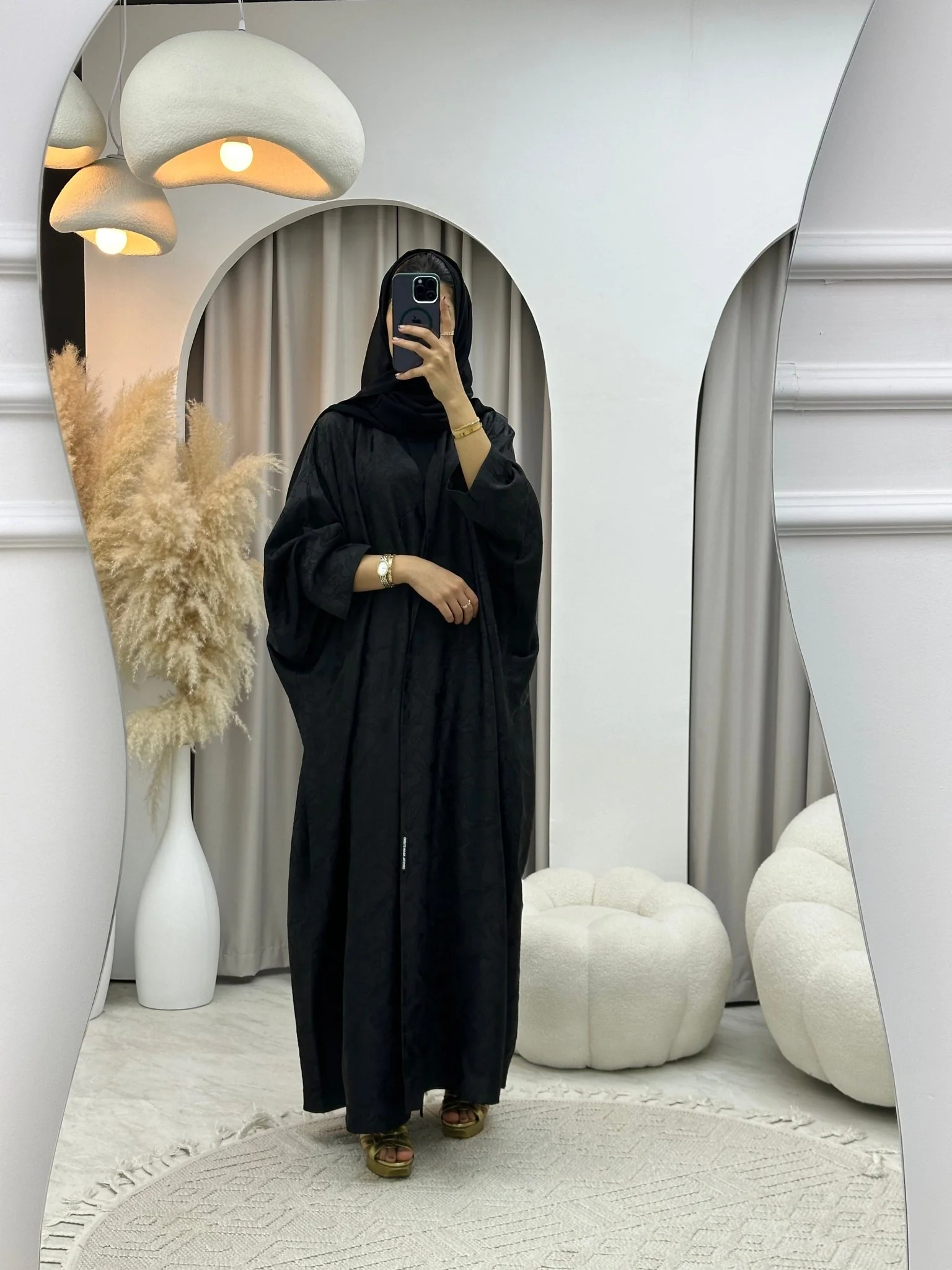 C 0159-01 Black Camo Bisht Abaya - Image 5