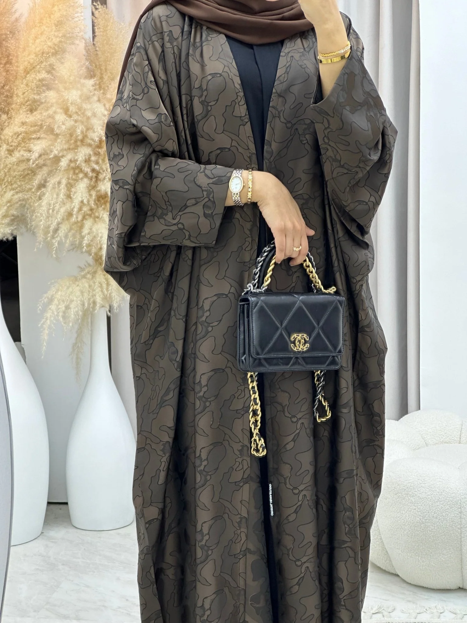 C 0159-04 Brown Camo Bisht Abaya - Image 5