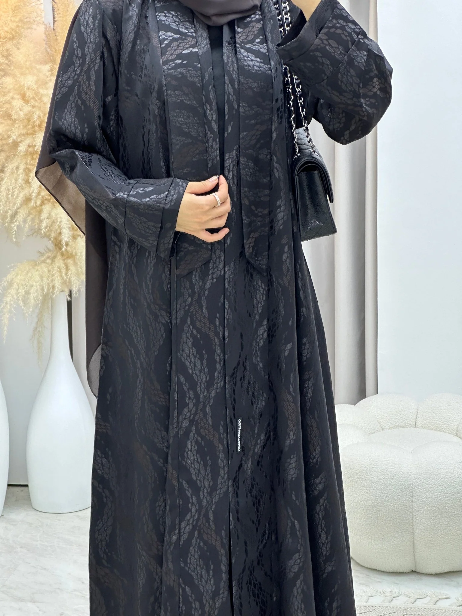 C 0161-02 Barley Dark Brown Abaya - Image 7