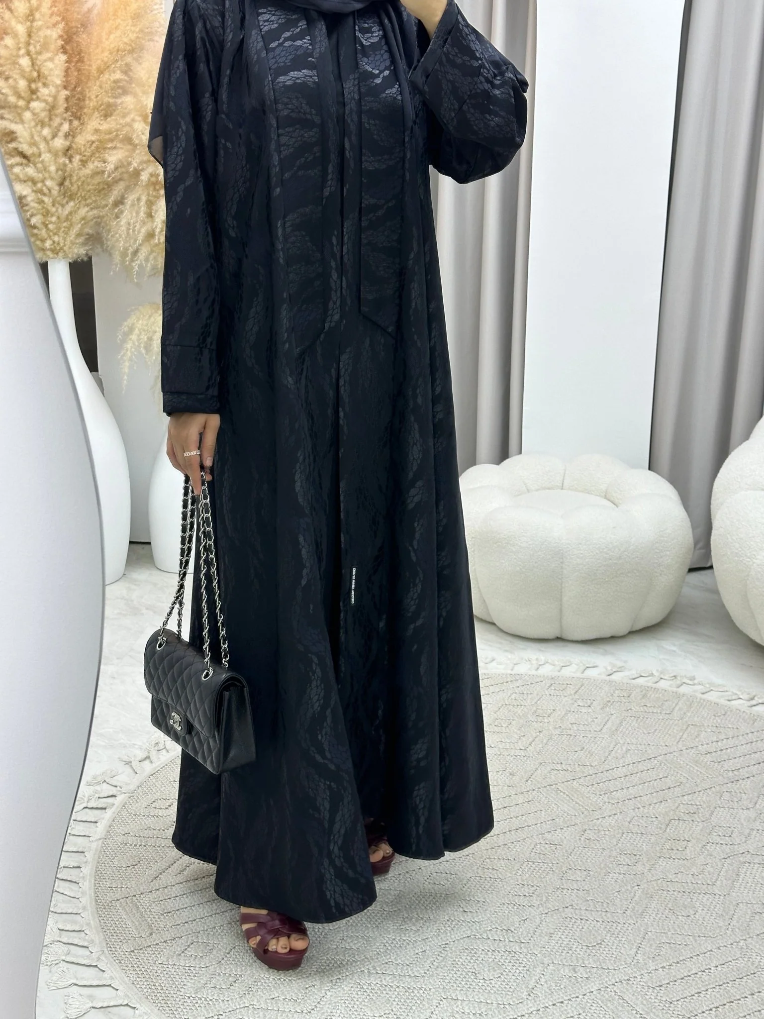 C 0161-03 Barley Dark Grey Abaya - Image 6