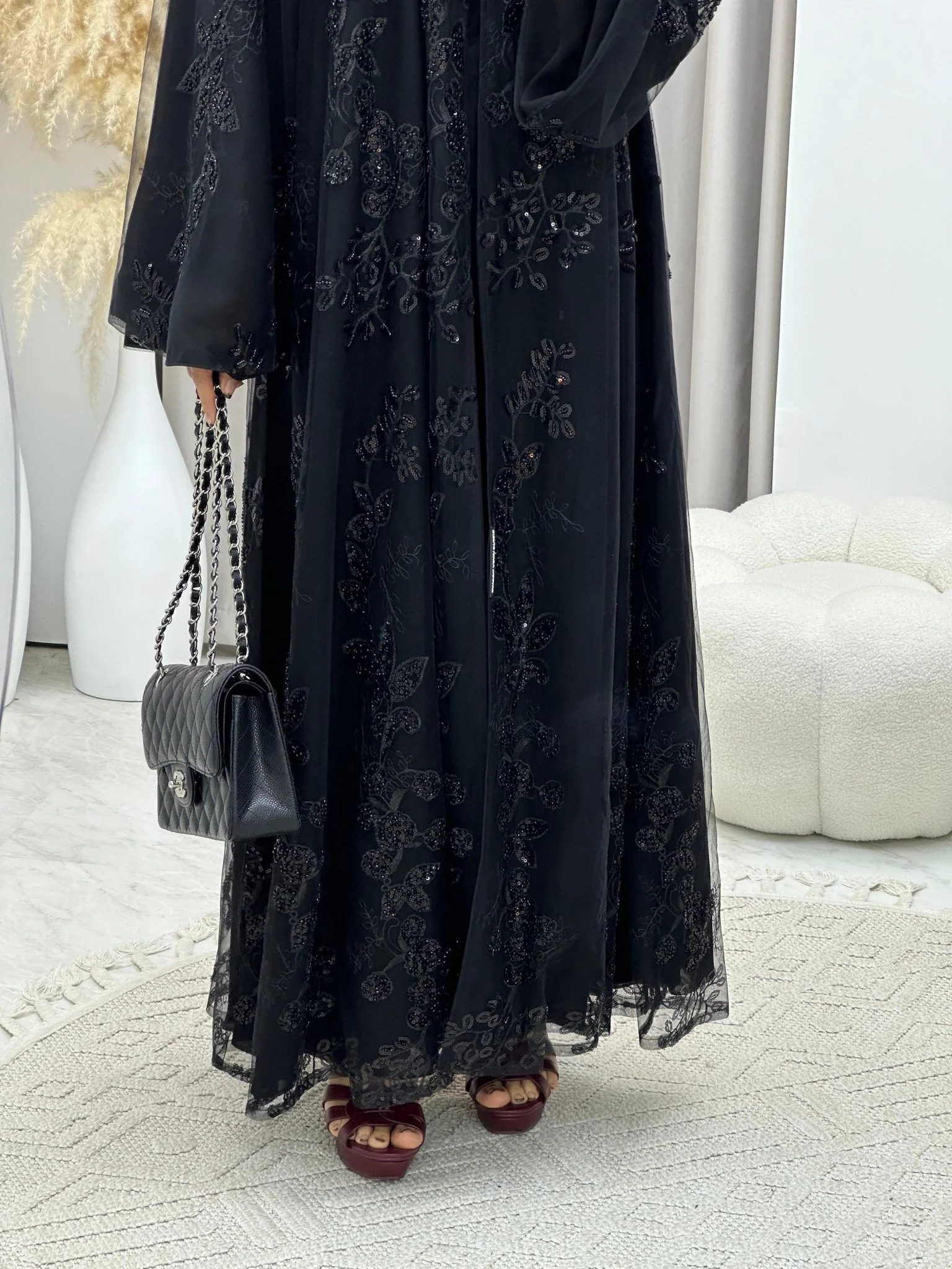 C 0164 Dantel Black Abaya - Image 5