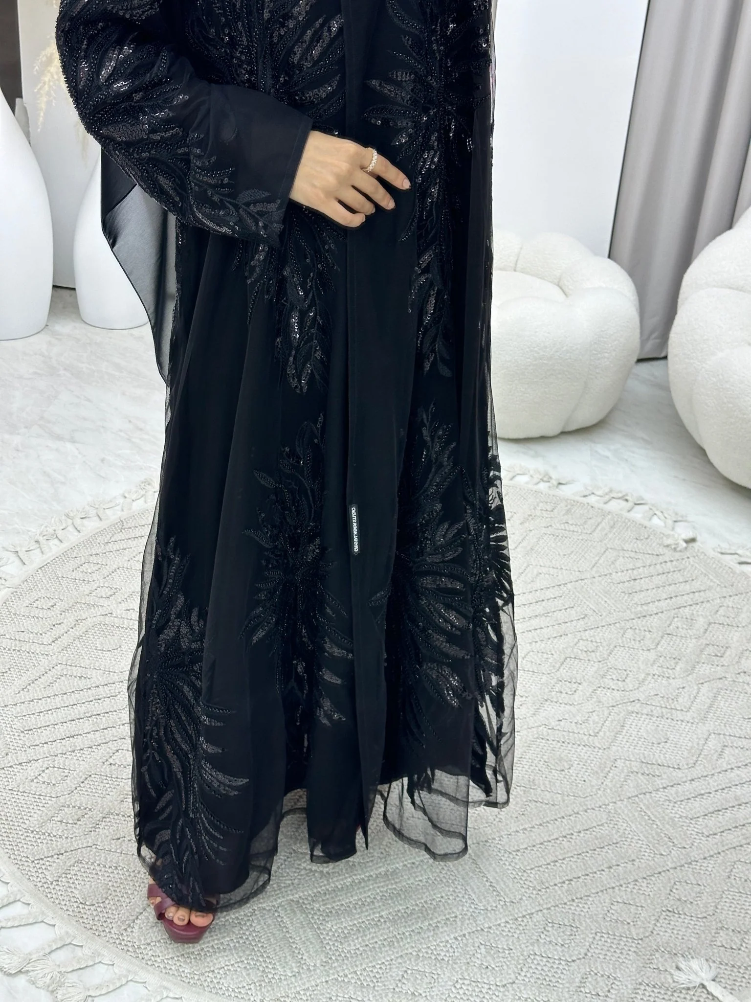 C 0169 Dantel Black Abaya - Image 8