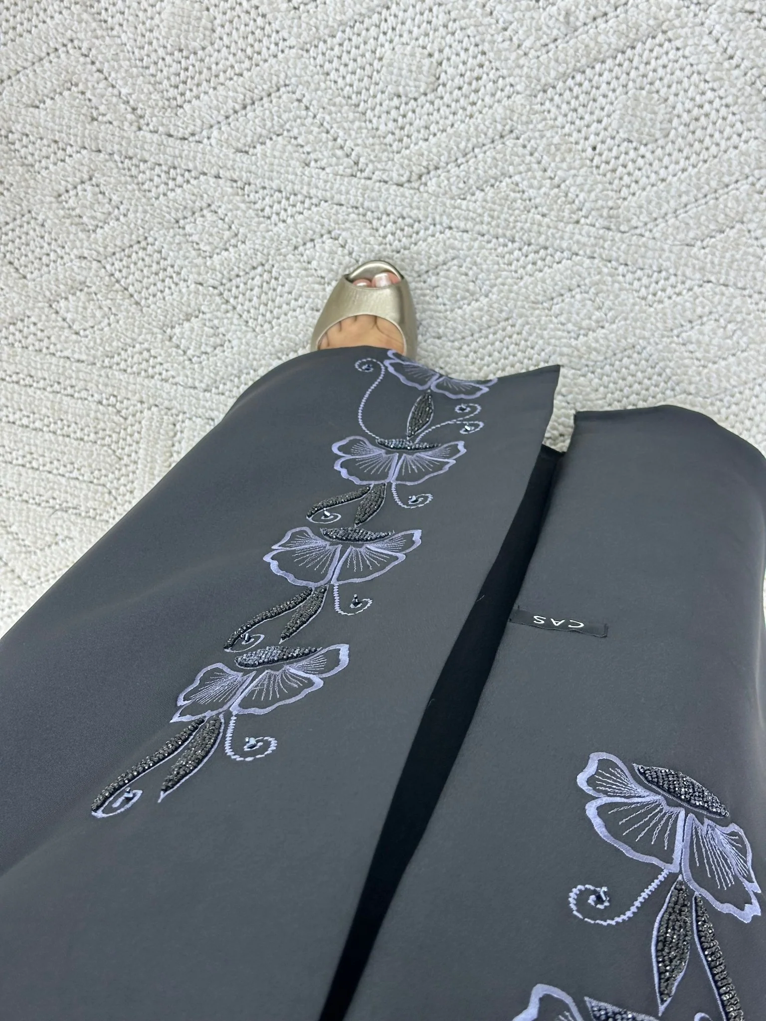 C 0188 Embroidery Black Abaya - Image 3