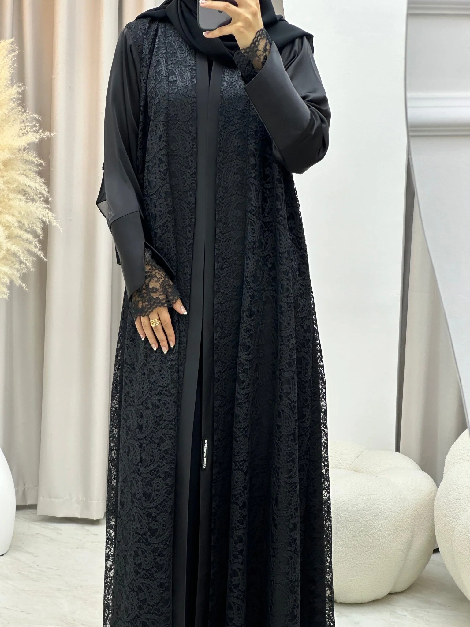 C 0192 Dantel Black Abaya - Image 5