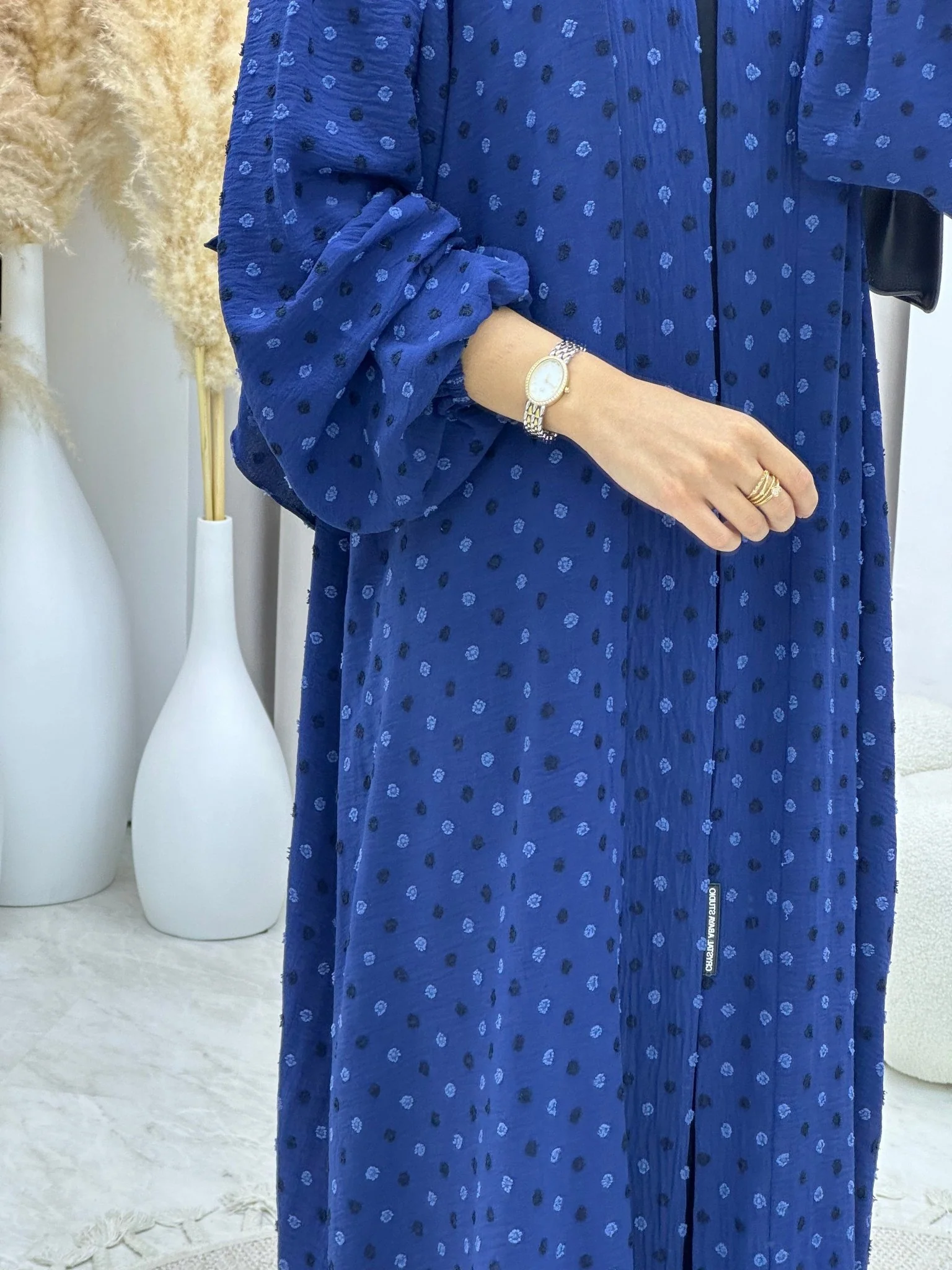 C 0202-01 Blue Dots Abaya - Image 3