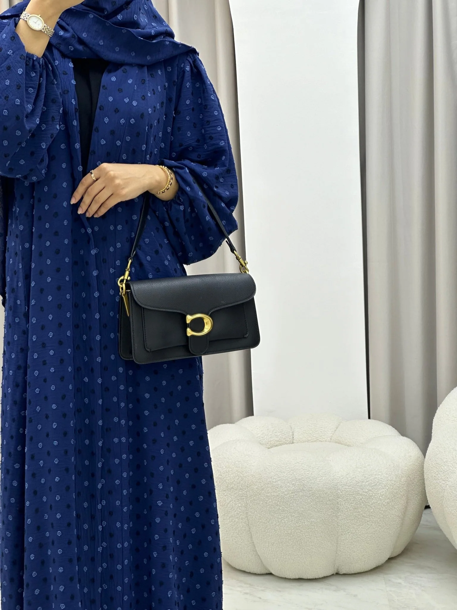 C 0202-01 Blue Dots Abaya - Image 7