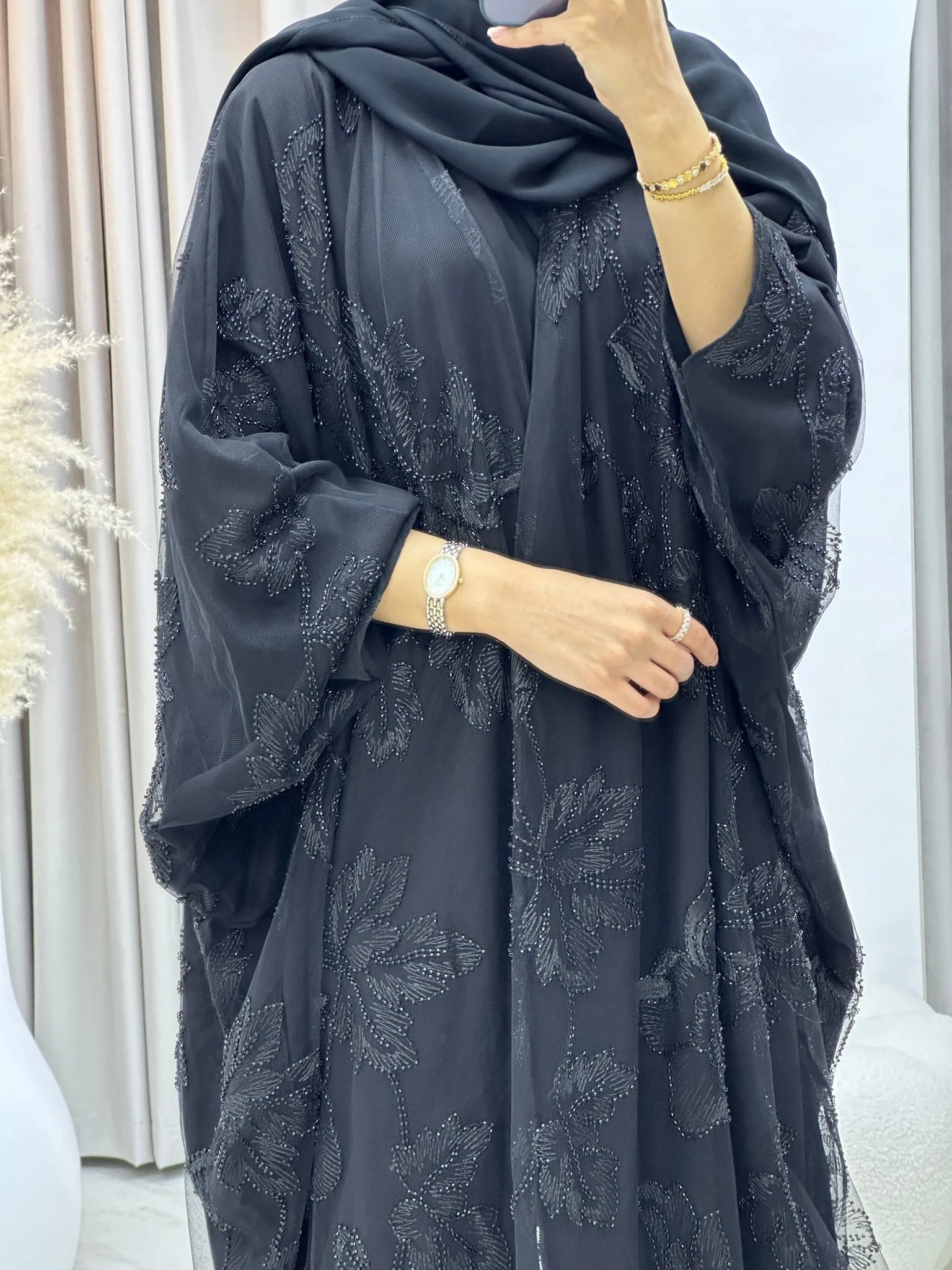 C 0217-02 Black Bisht Abaya