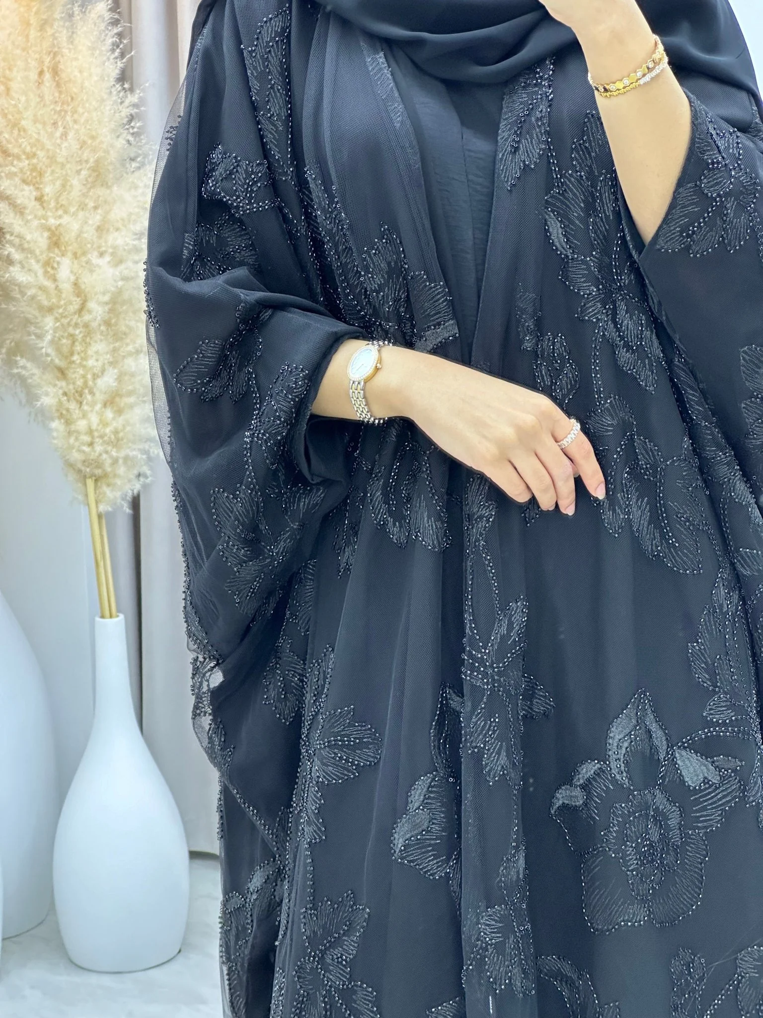 C 0217-02 Black Bisht Abaya - Image 2
