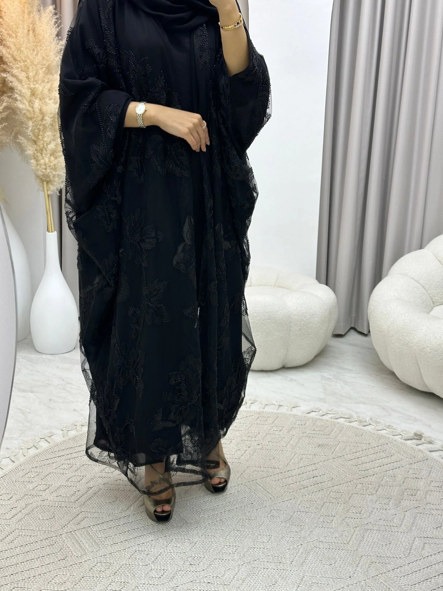 C 0217-02 Black Bisht Abaya - Image 4
