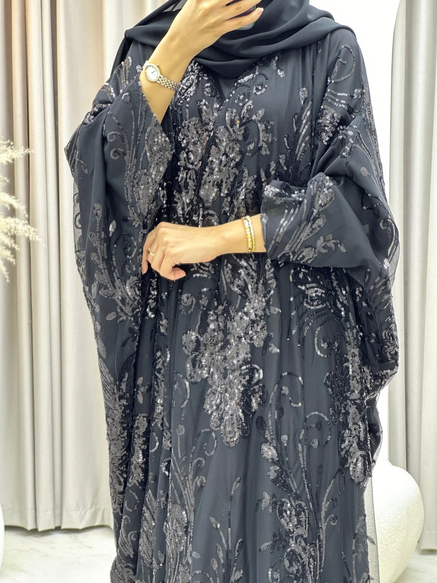 C 0217-03 Black Bisht Abaya - Image 2