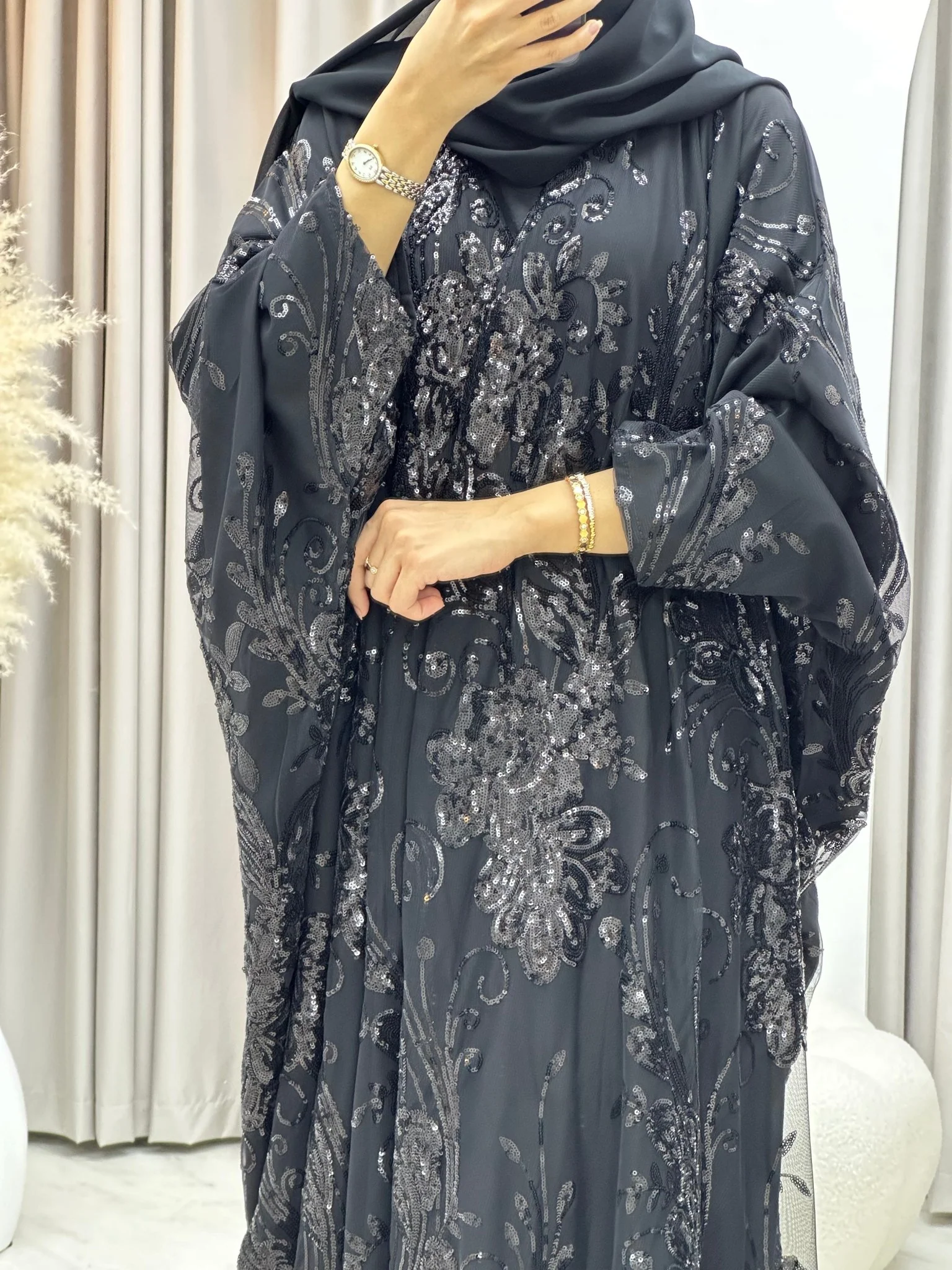 C 0217-03 Black Bisht Abaya - Image 4