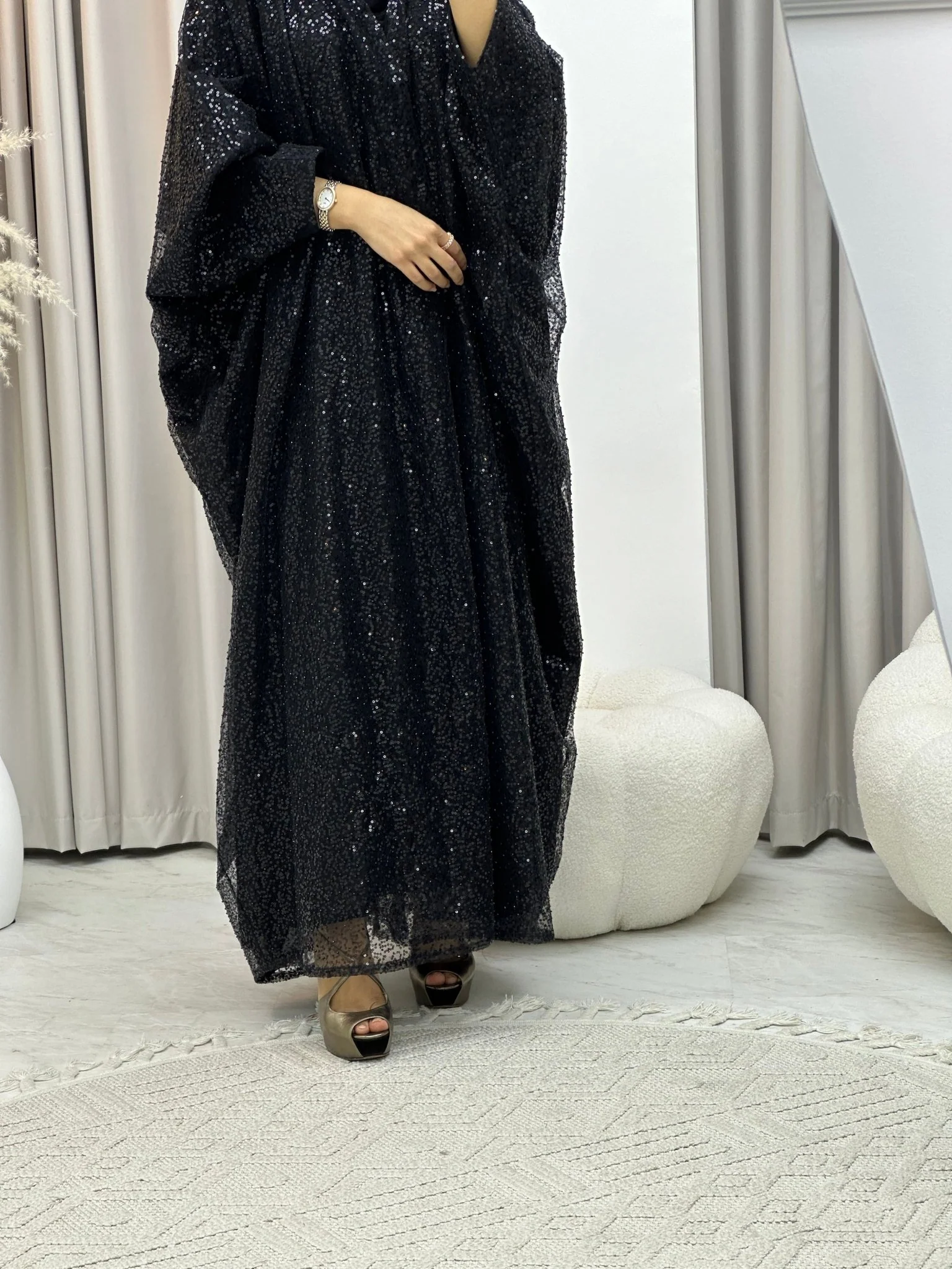 C 0217-04 Black Bisht Abaya - Image 4