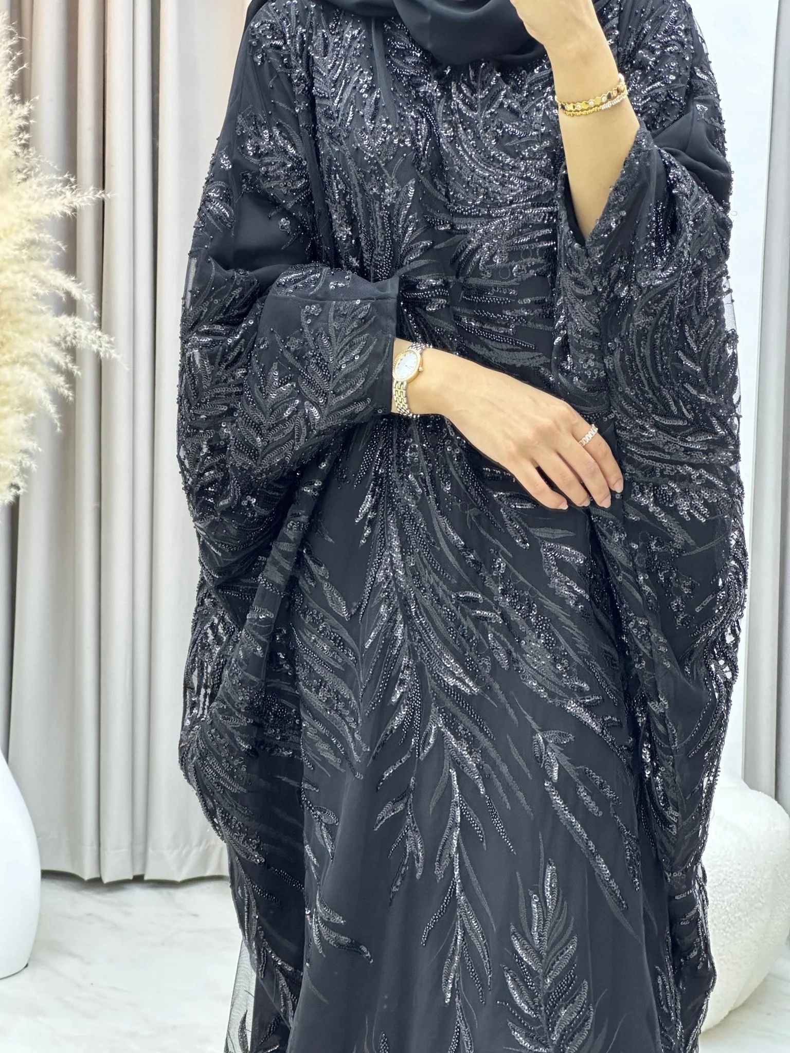 C 0217-05 Black Bisht Abaya - Image 3