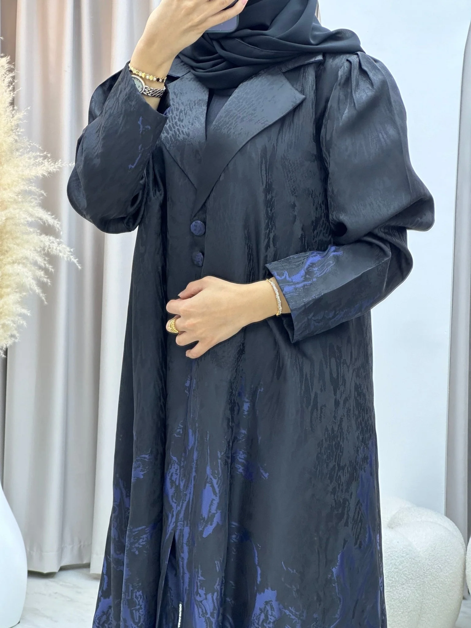 C 0218-02 Navy Blue Kloosh Abaya - Image 3