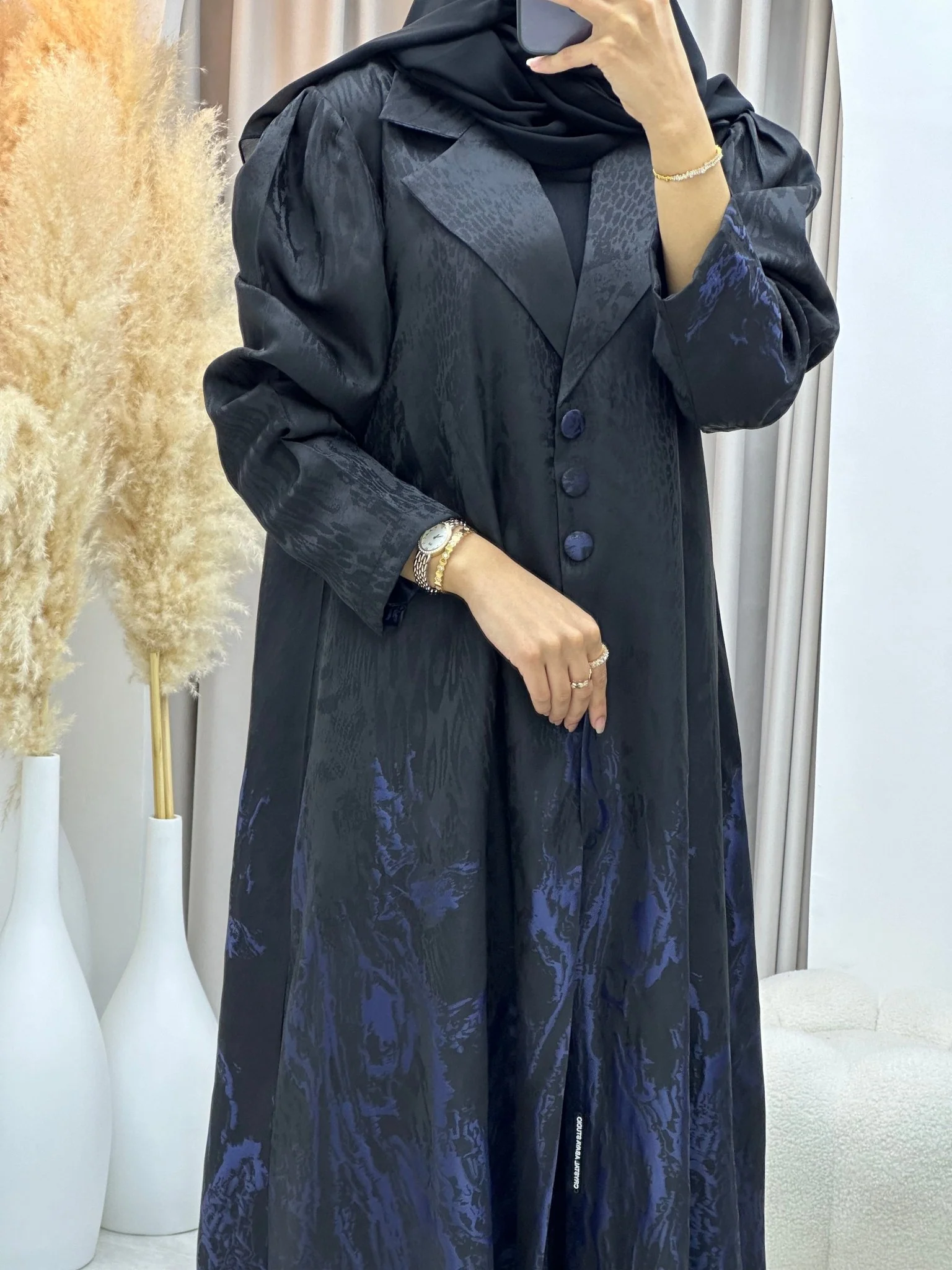 C 0218-02 Navy Blue Kloosh Abaya - Image 4