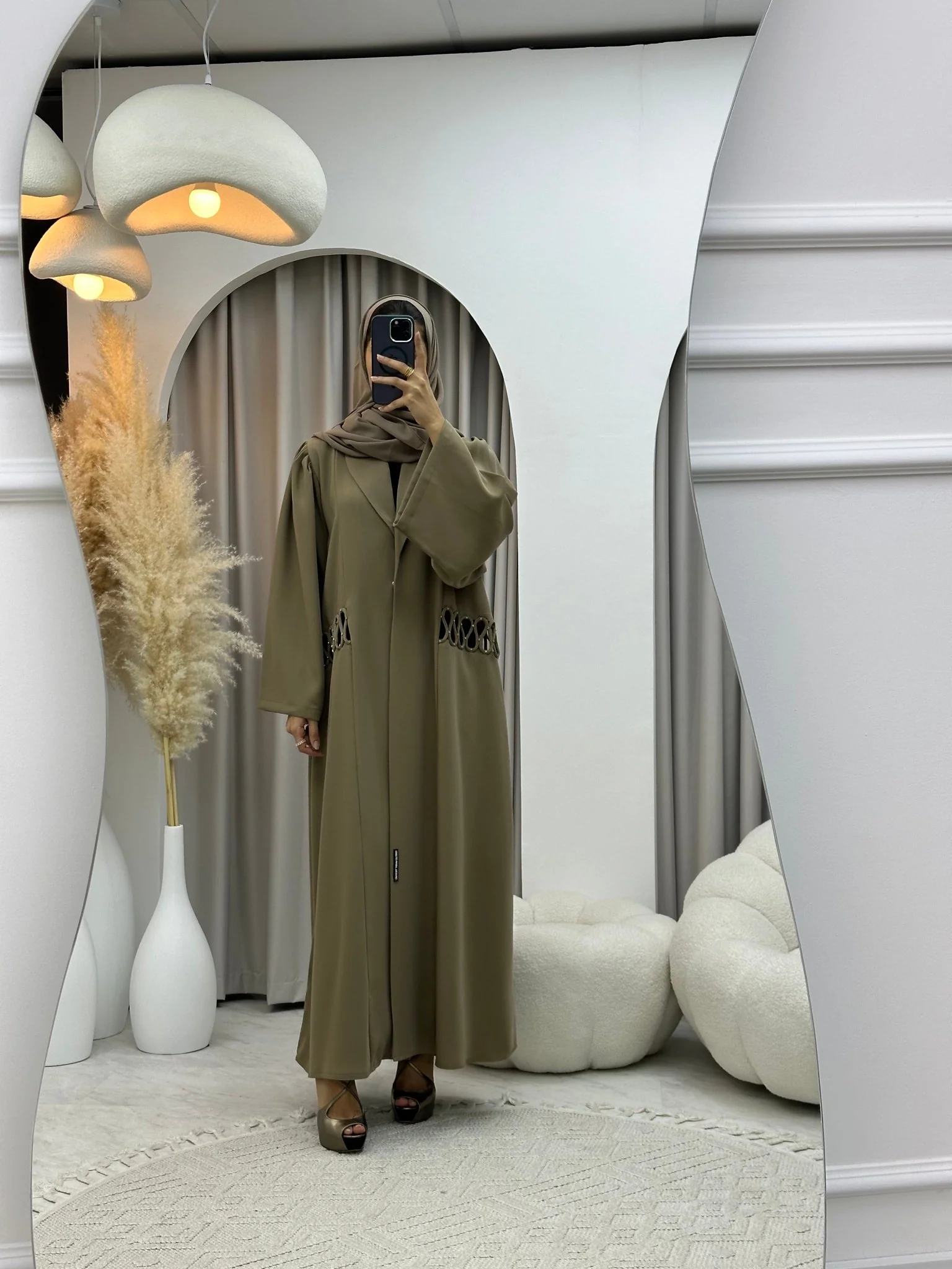 C 0221 Beige Coat Abaya - Image 8