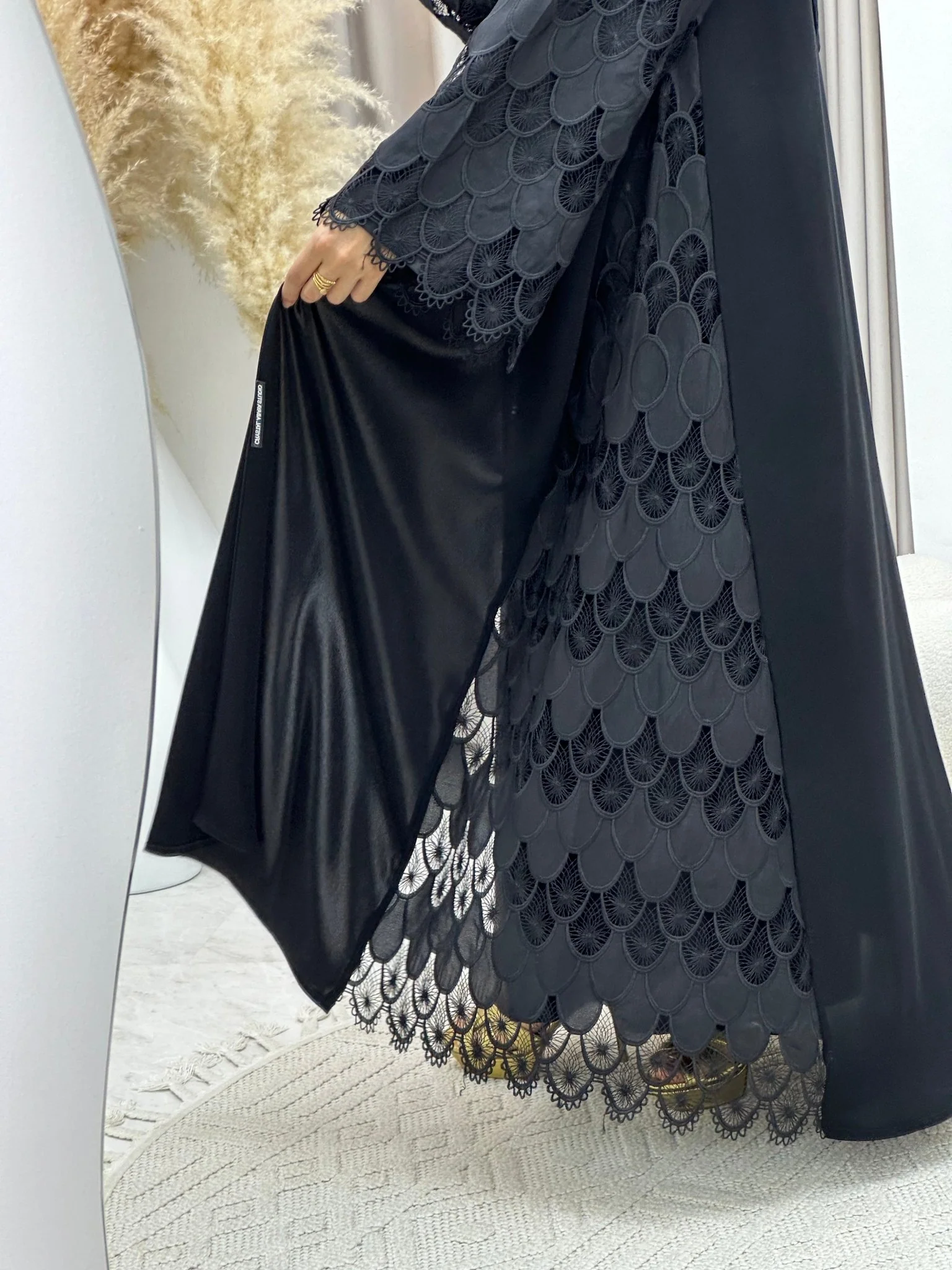 C 0223-01 Black Lace Abaya - Image 2