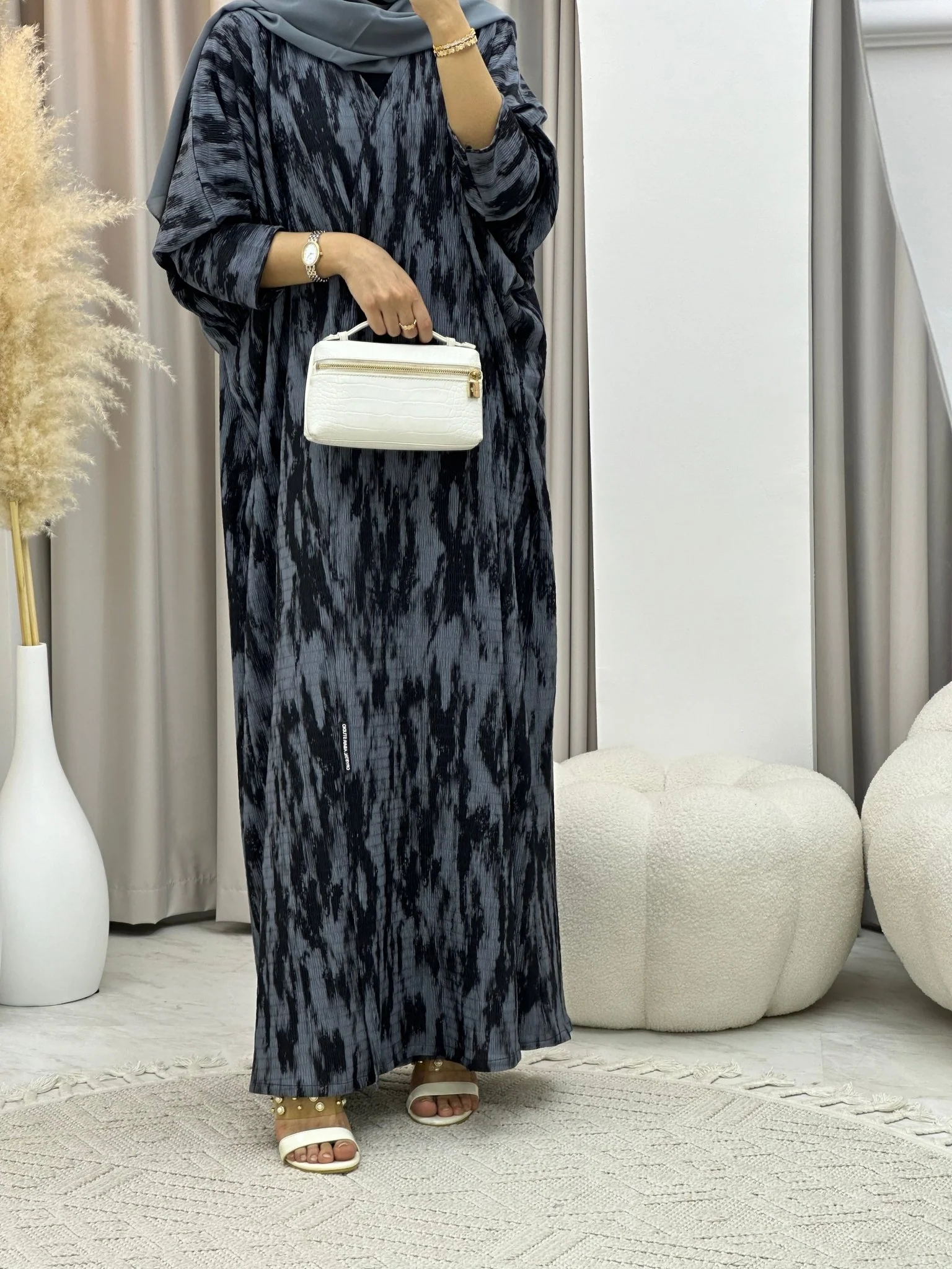 C 0229-02 Smoky Grey Abaya - Image 3