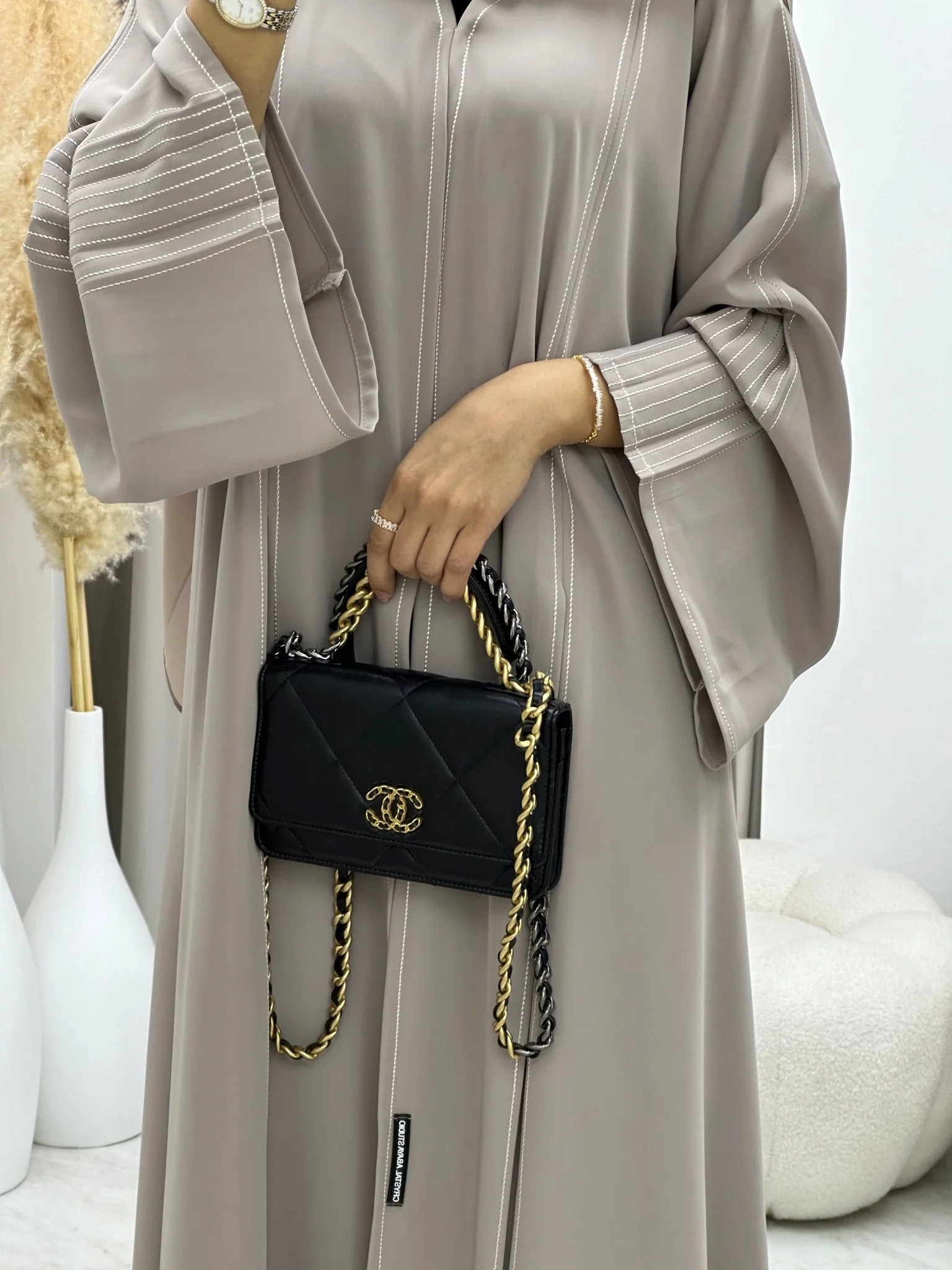 C RTW 0234 Pleated Navy Blue  Abaya - Image 6