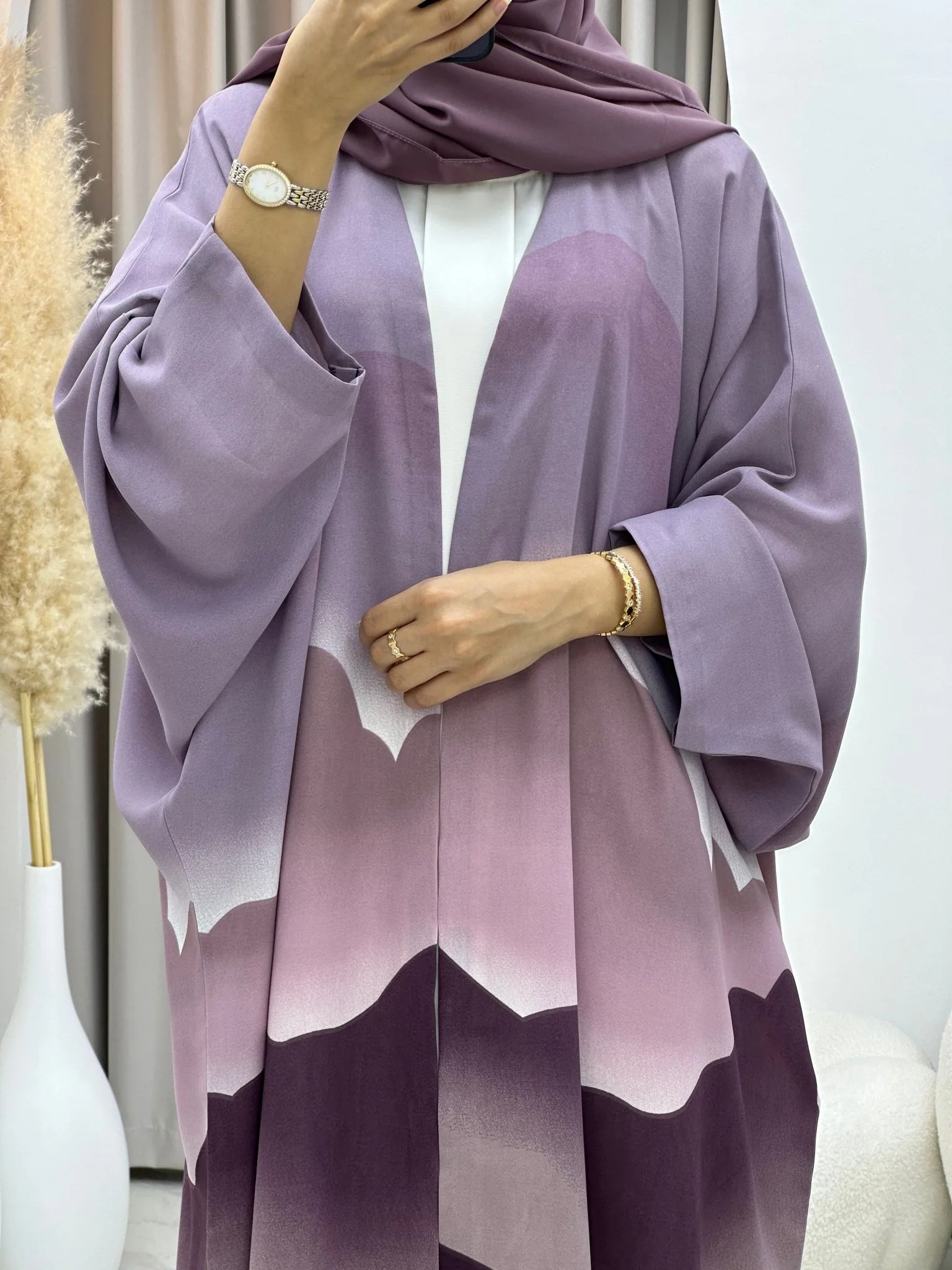 C 0238-03 Wavy Purple Abaya - Image 2