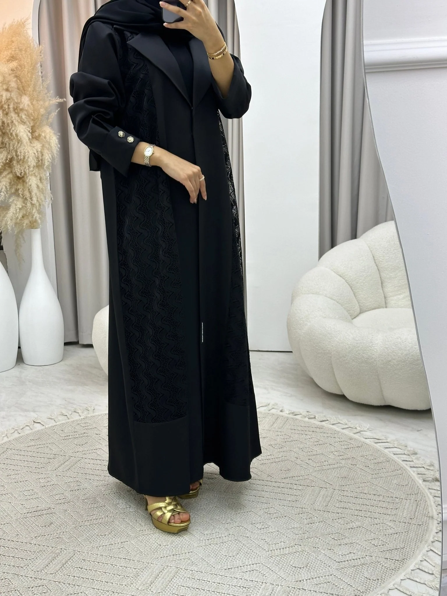 C 0239 Black Coat Abaya - Image 4