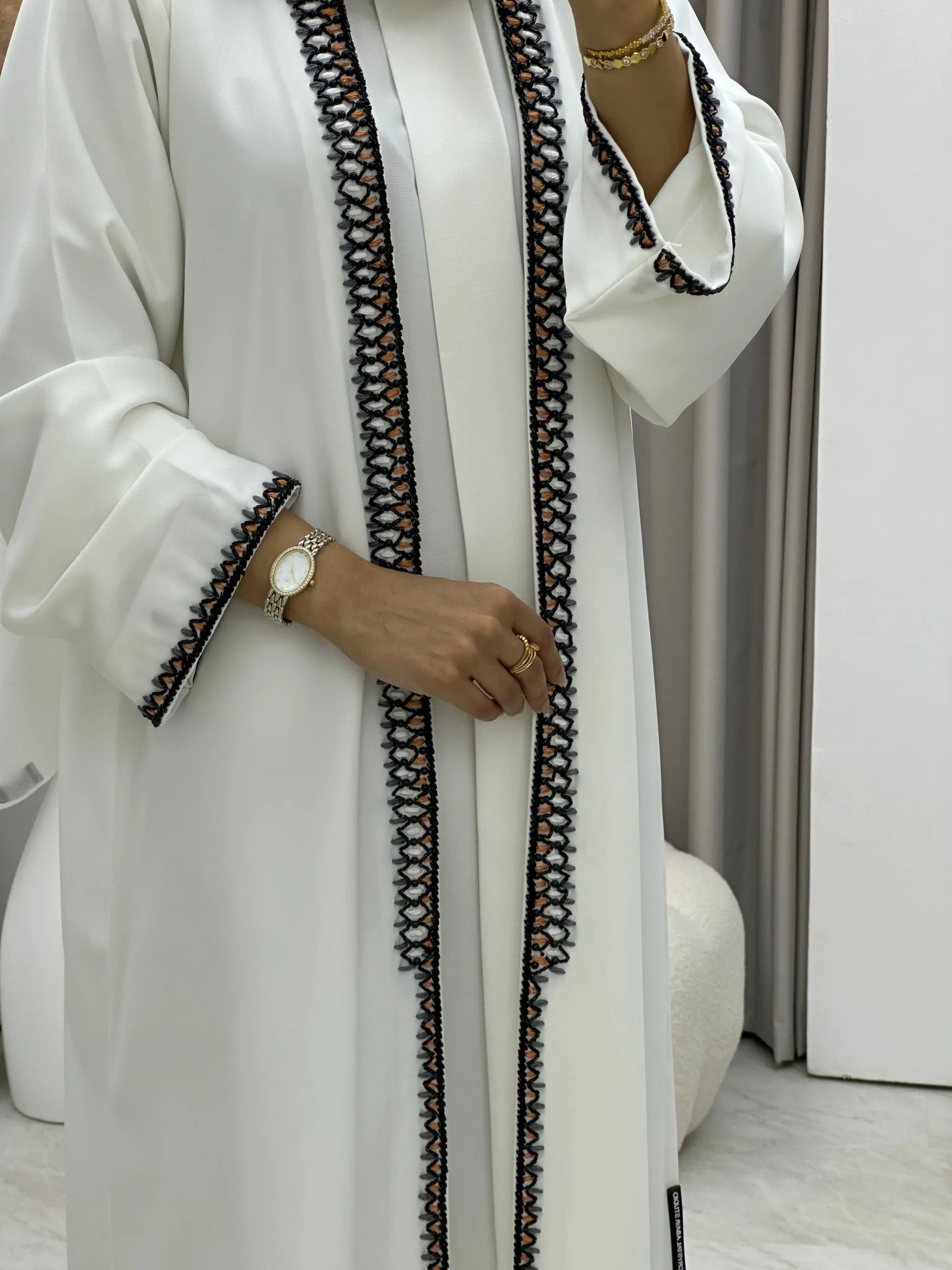 C 0246 Embroidered White Abaya - Image 2