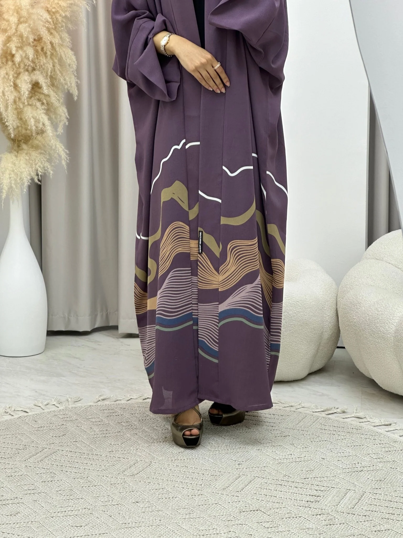 C 0248-01 Purple Wavy Abaya - Image 8