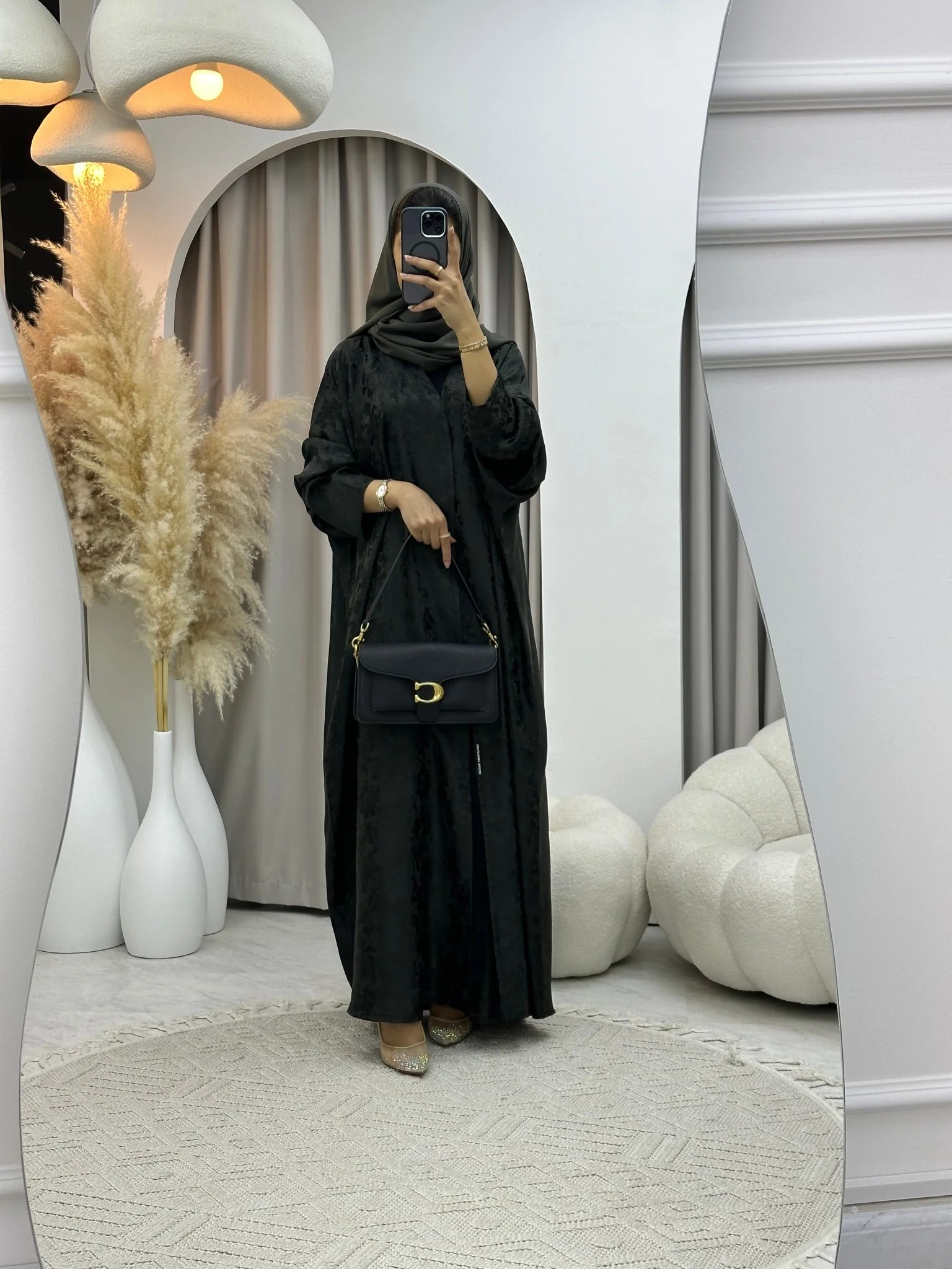 C 0250-05 Olive Floral Abaya - Image 6
