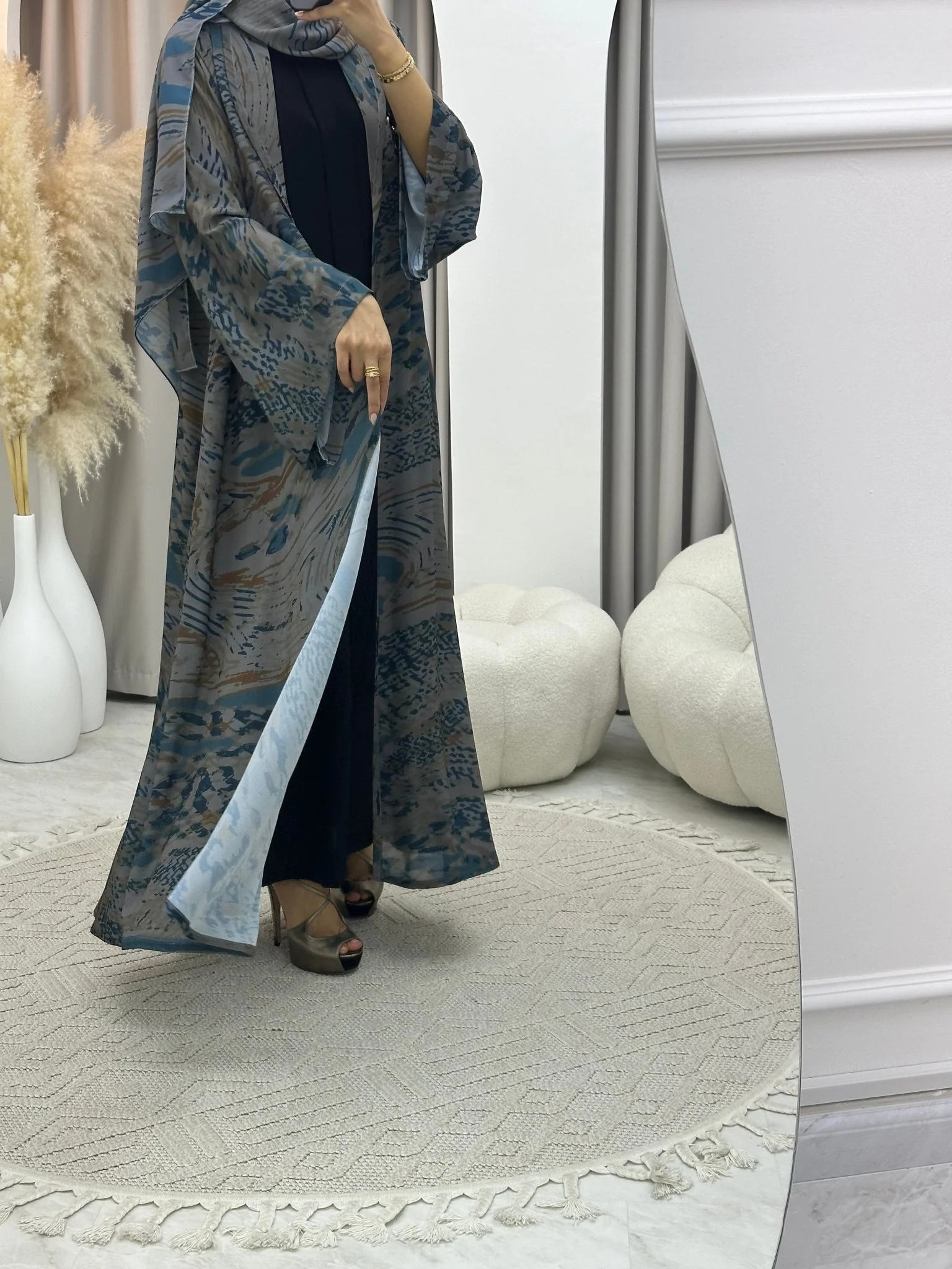 C 0258-02 Peacock Print Abaya - Image 6