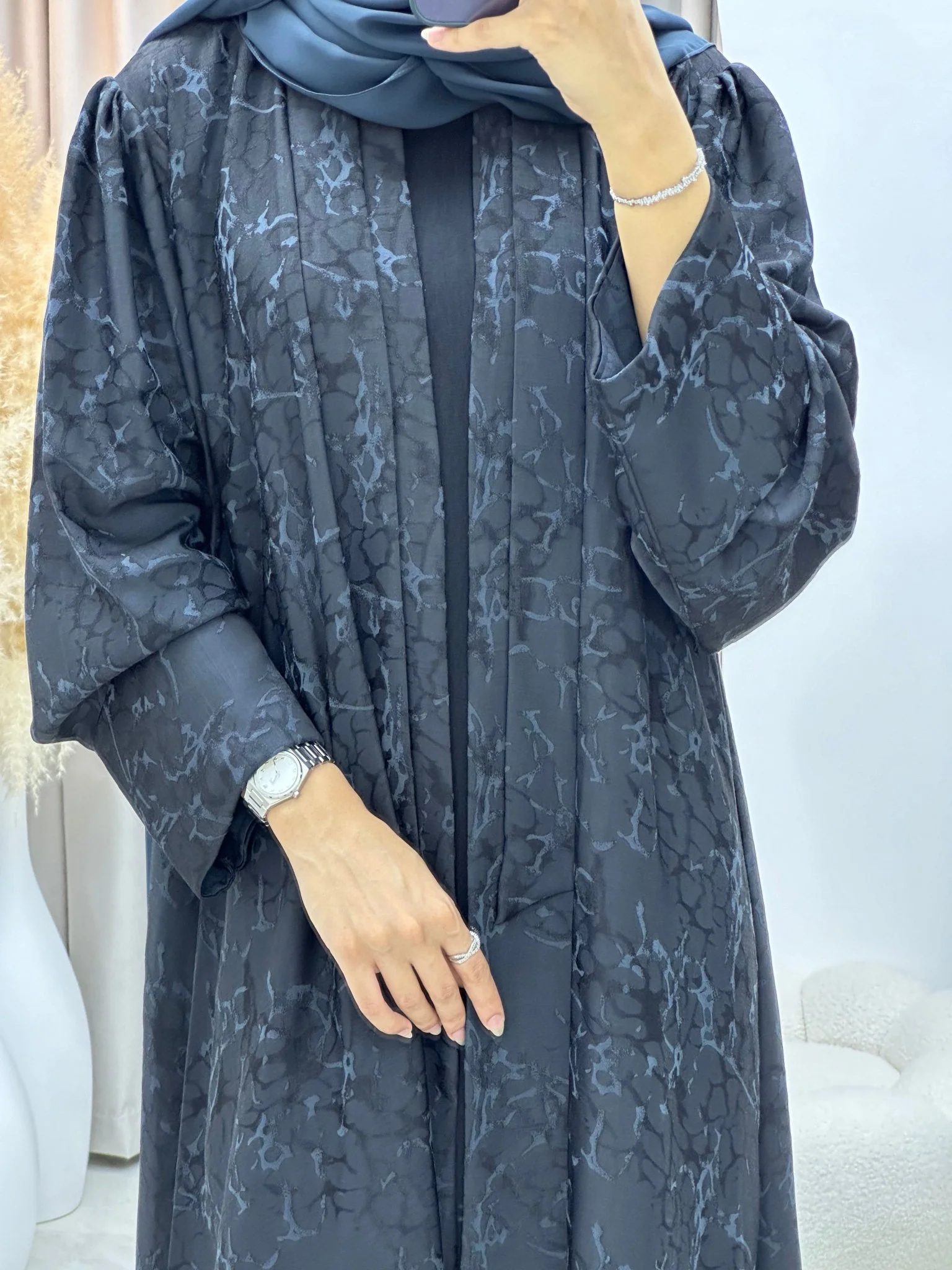 C 0275-02 Dark Grey Ragged Abaya - Image 2