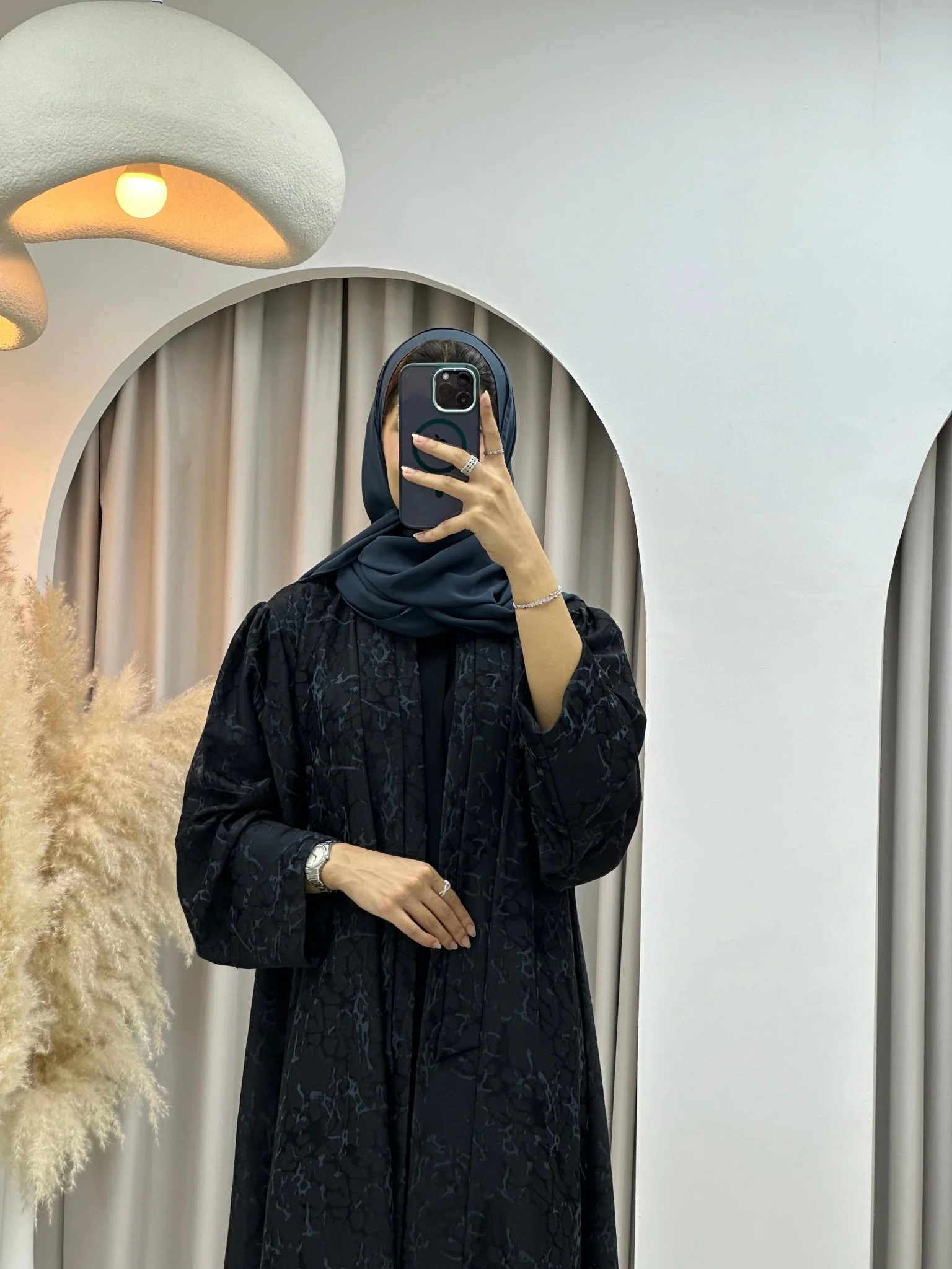 C 0275-02 Dark Grey Ragged Abaya - Image 6
