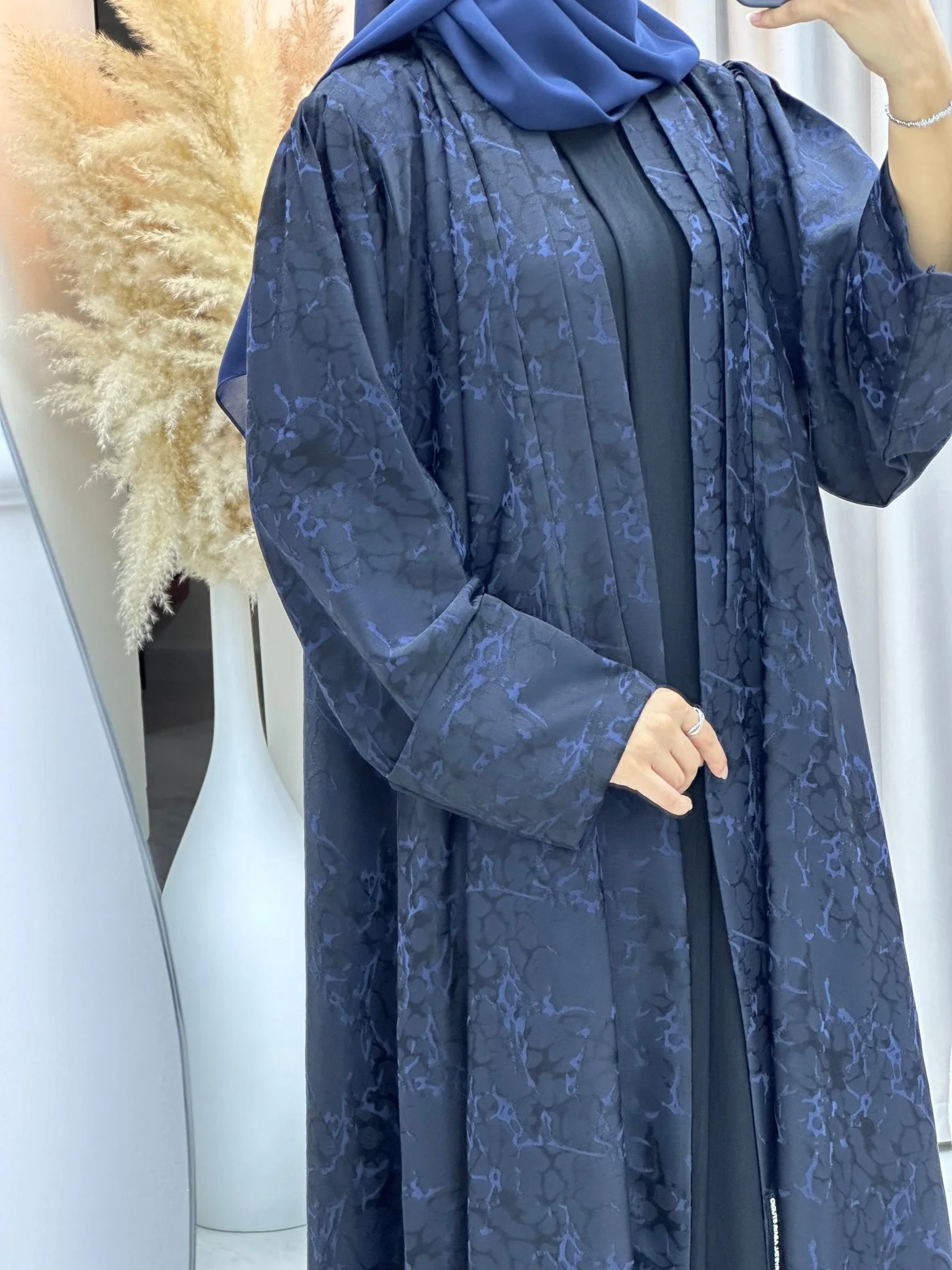 C 0275-03 Navy Blue Ragged Abaya - Image 2